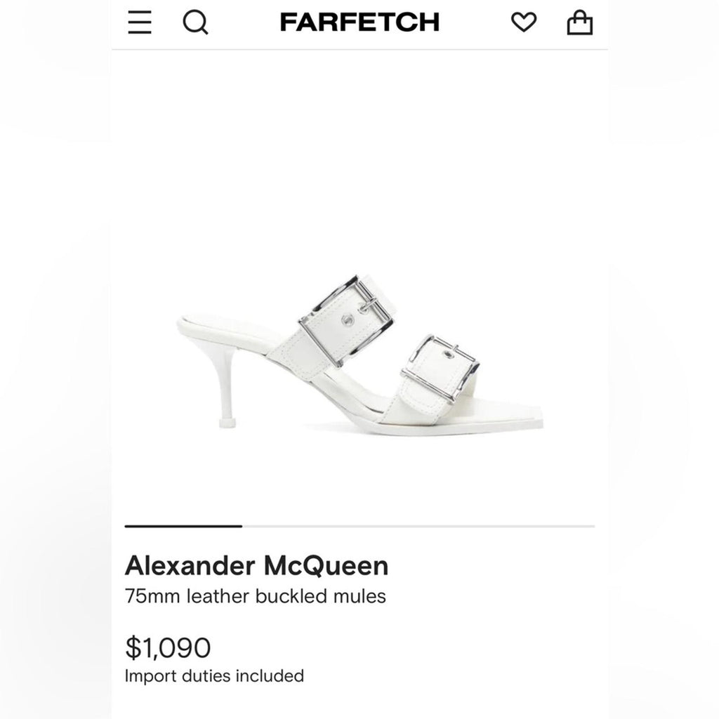 Alexander McQueen New Ivory/ Silver Size 37C New in Box Retail $1,090