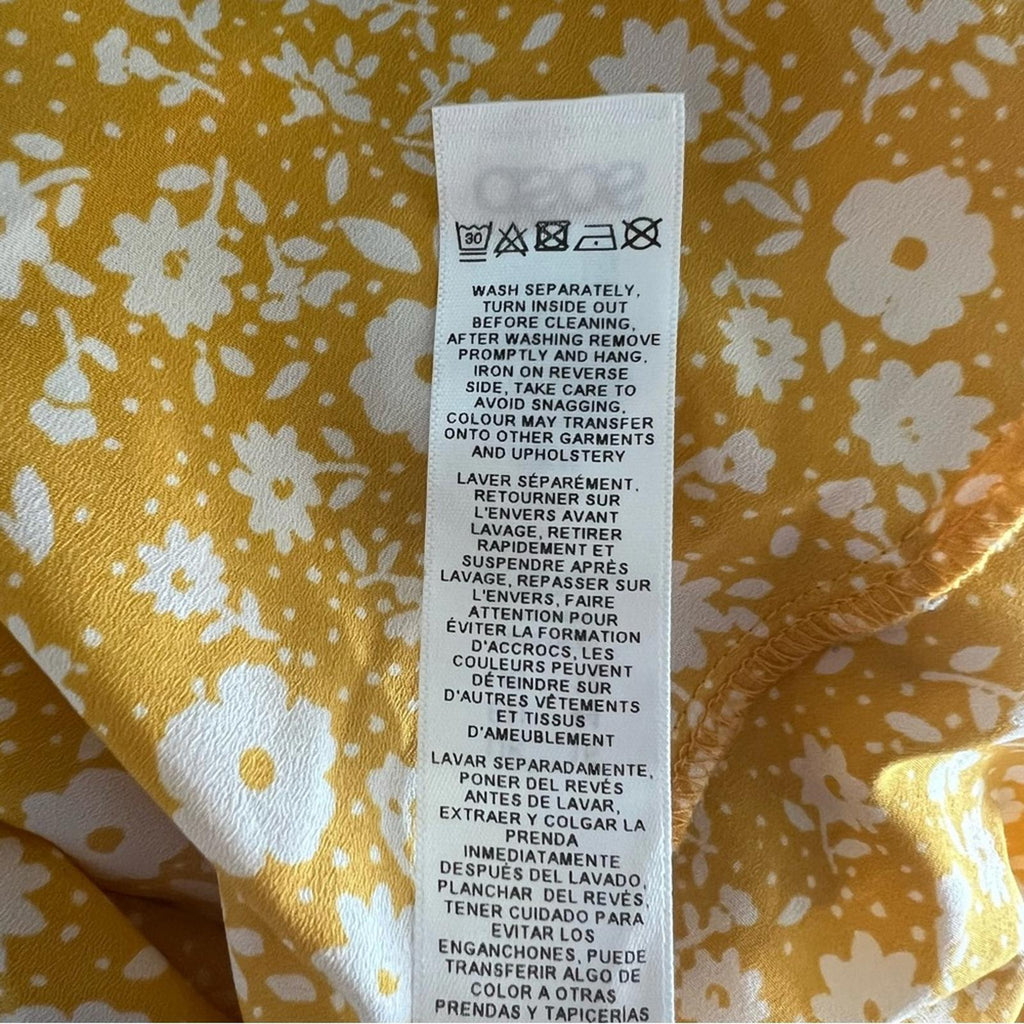 New ASOS Midi Tea Dress with Buttons, Mustard based Floral, Size US12, EU44