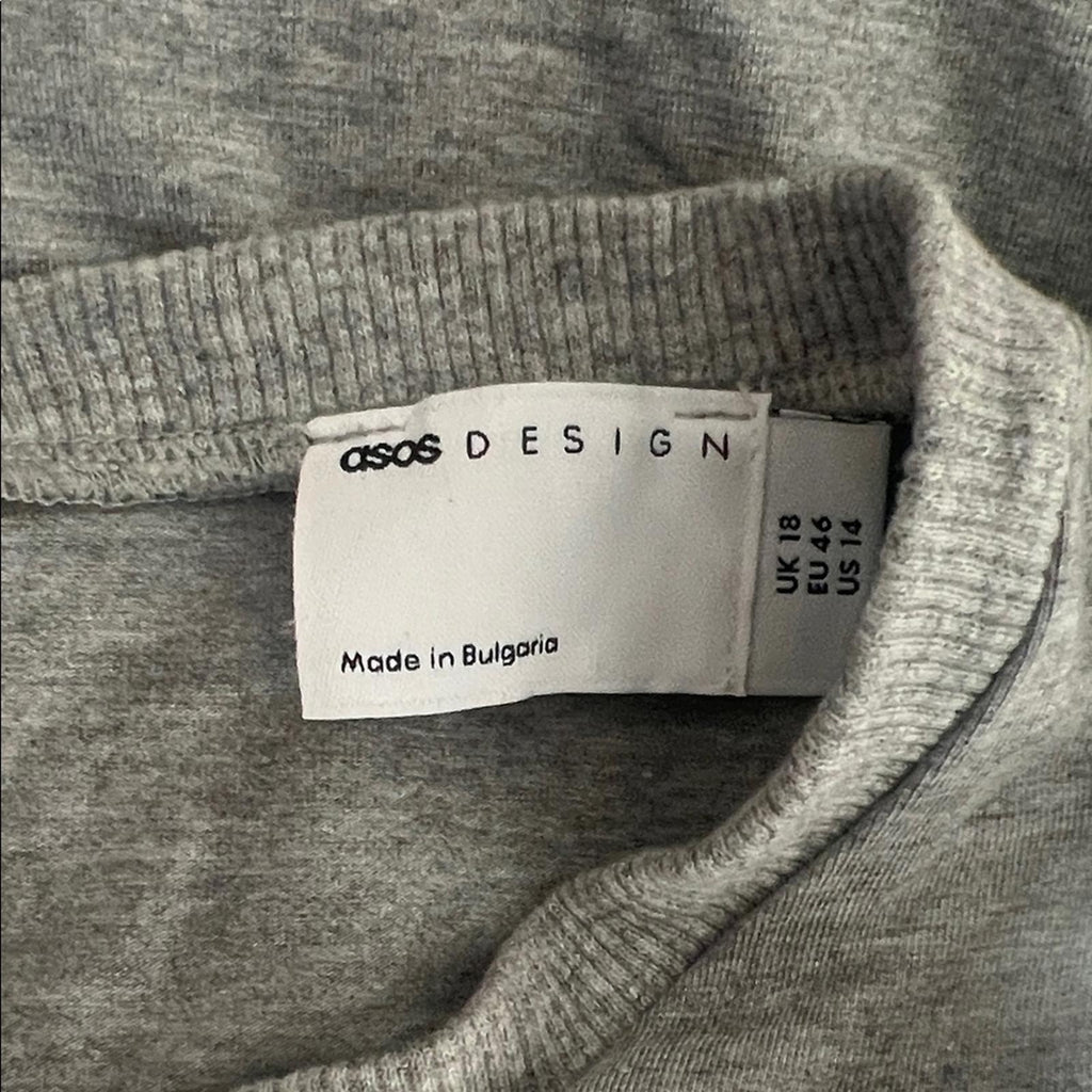 ASOS Shoulder Pad Jersey Short Unitard in Grey Marl, Size 14 EXCELLENT