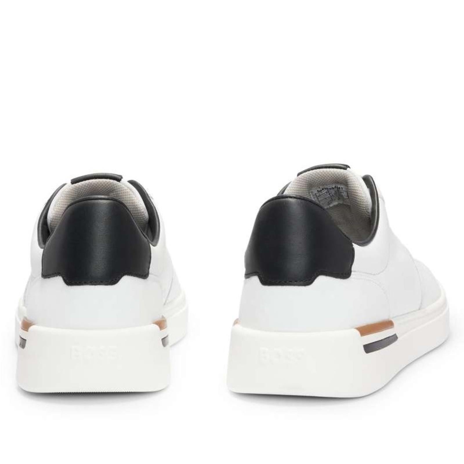 BOSS Leather Sneakers Clint in White, Size 43/10 New in Box