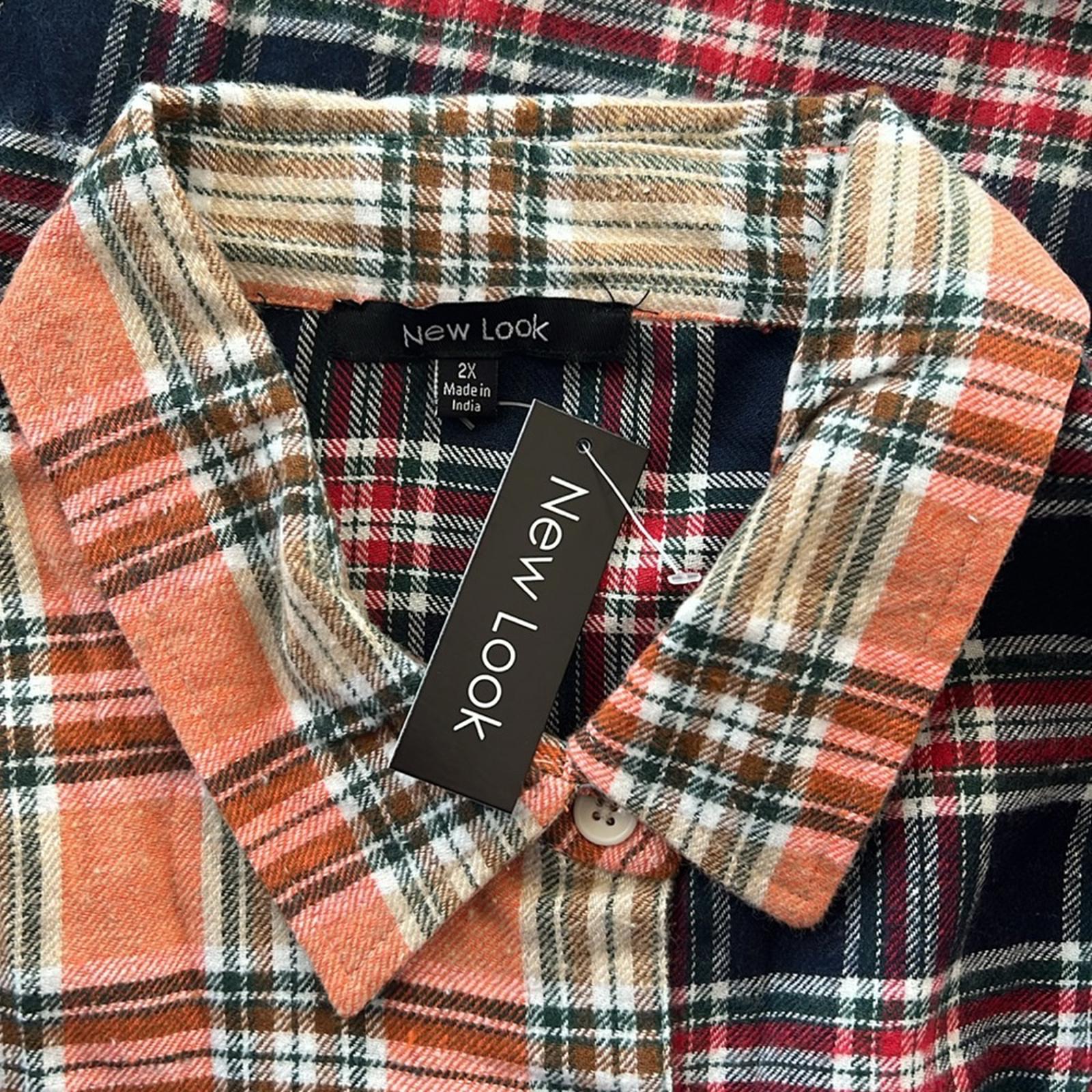 New Look Plaid Button Front Shirt, Size 2X New w/Tag