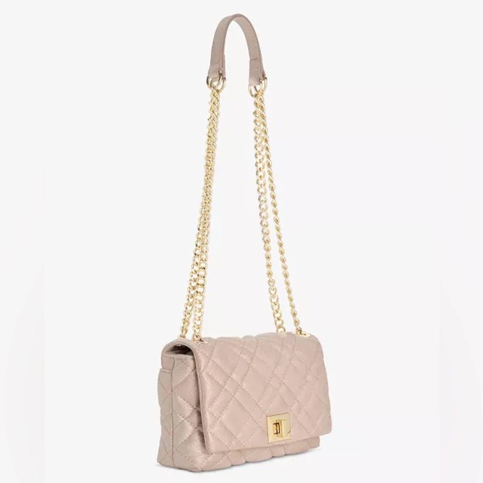 I.N.C. Small Ajae Pearlized Quilted Crossbody Champagne Pearlized, NWT