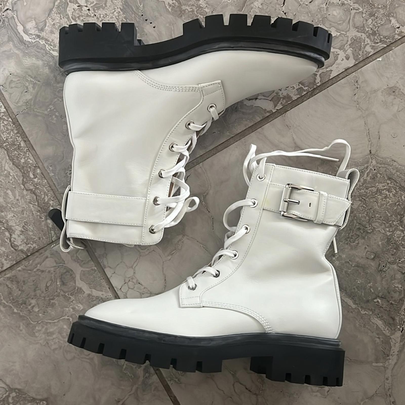 Stuart Weitzman Ultra Lug Sole Buckle Combat Boots Size 36/5.5 NEW in Box $695