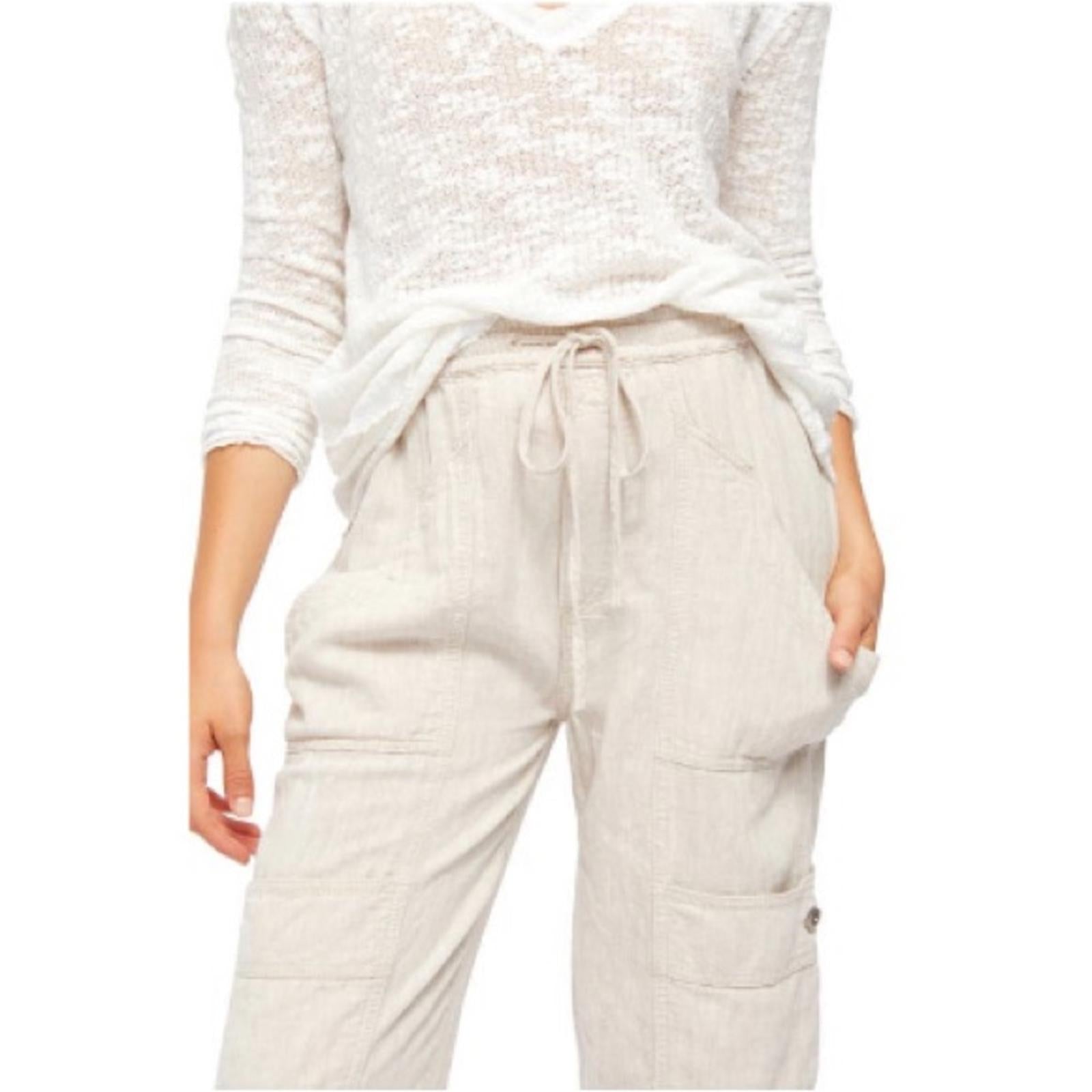 Free People Revolve Feelin Good Utility Pull-On Pants, Natural Size XS New w/Tag