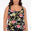 Swim Solutions Plus Size Underwire Blouson Tankini Top Multi, UK 22 US 20 NEW