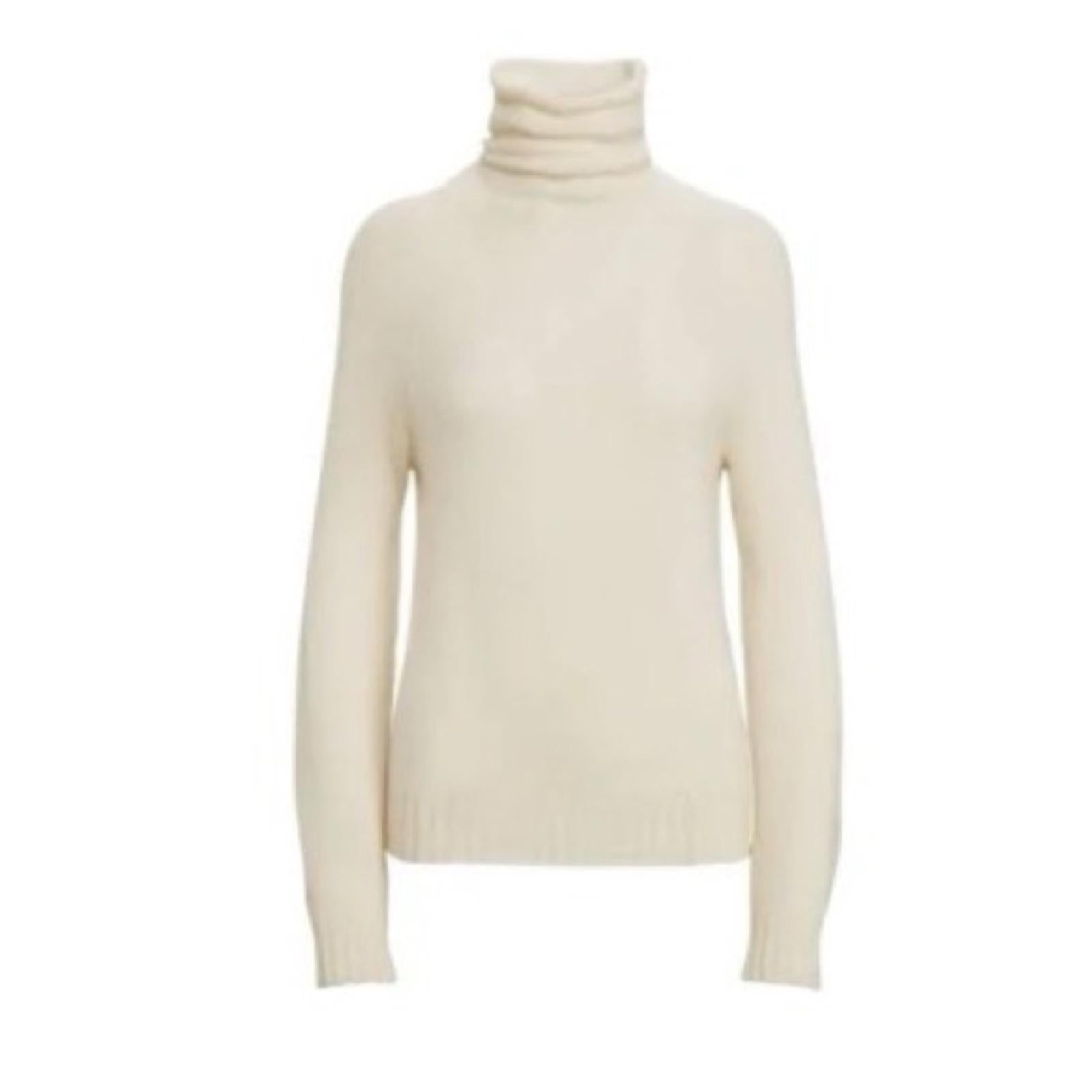 Lauren Ralph Lauren Cashmere Funnelneck Sweater in Winter Cream, NWT, Size S
