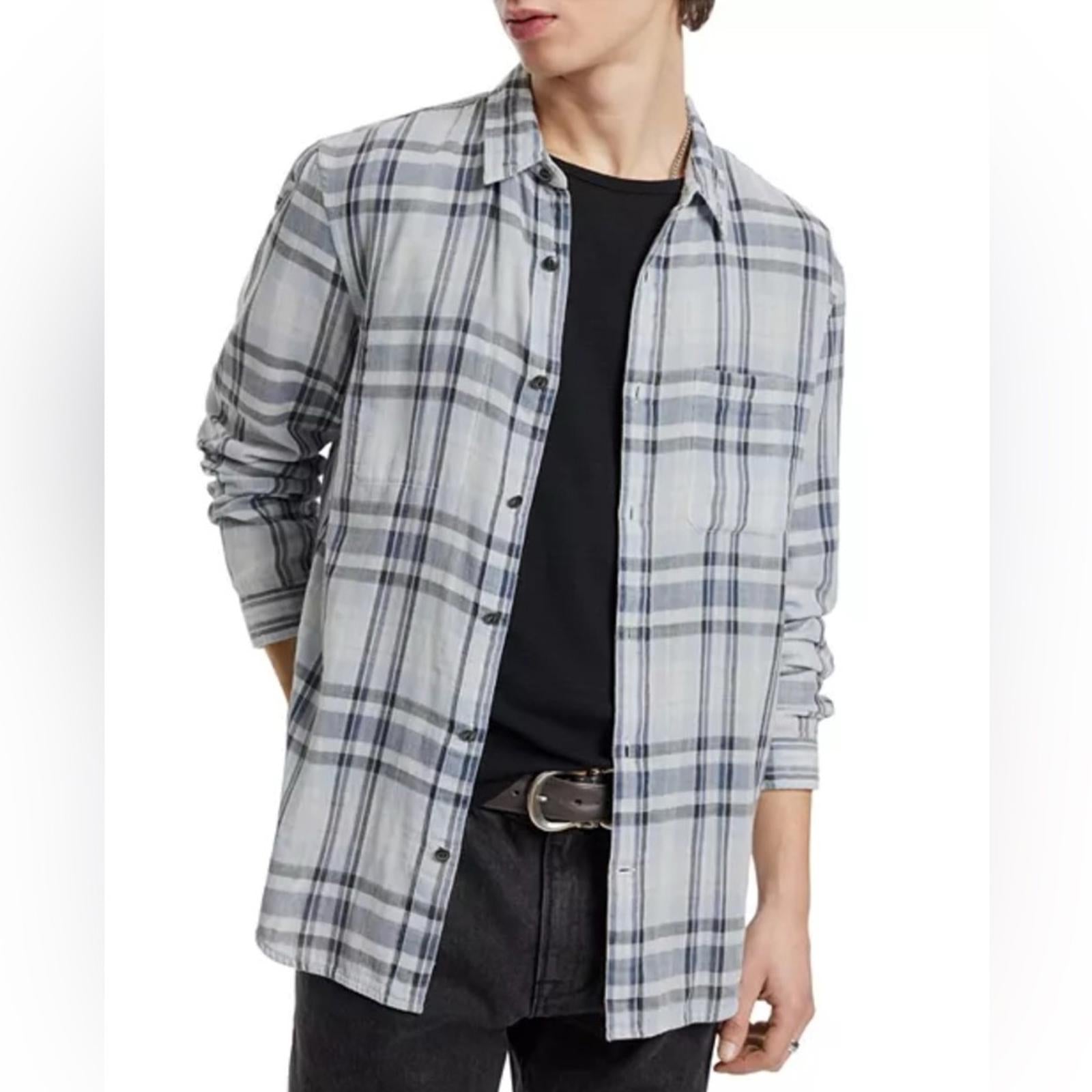 John Varvatos Neil Reversible Regular Fit Sport Shirt Dusted Blue, NWT, Size XL