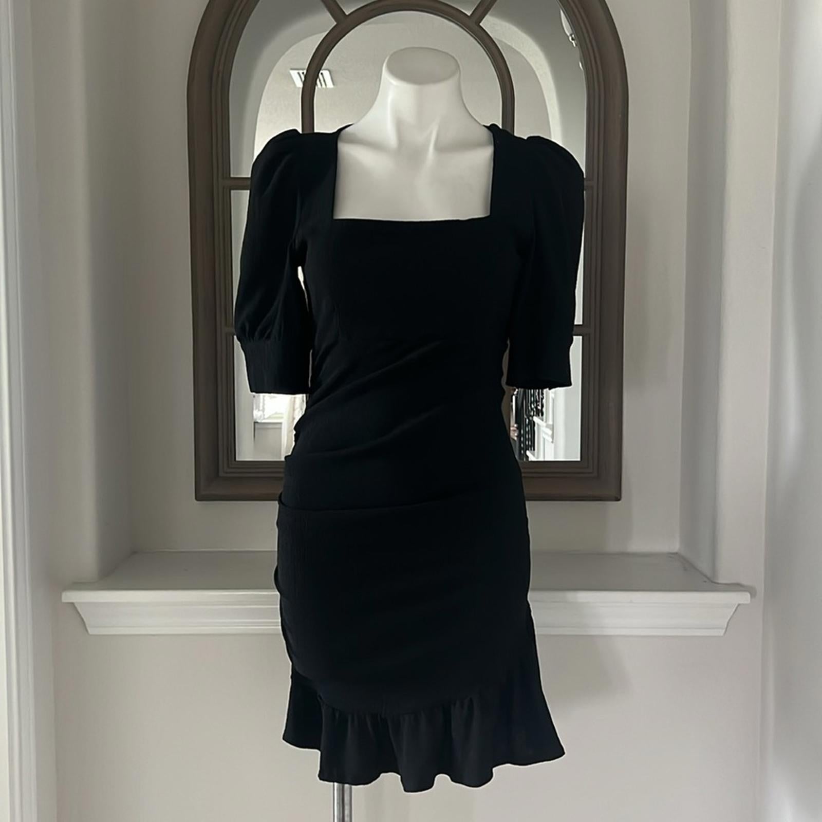 ba&sh Woody Ruffle Mini Dress in Black, Size M New w/Tag Retail $335