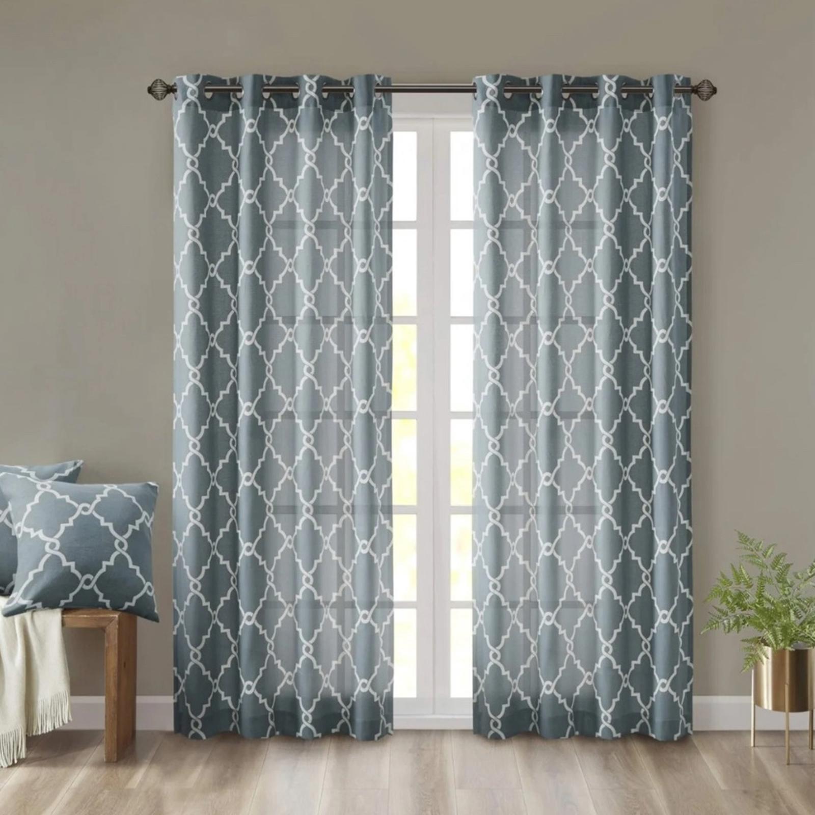 Madison Park Saratoga Fretwork Grommet W, 1 Window Panel Size 50”W x 63”L NWT