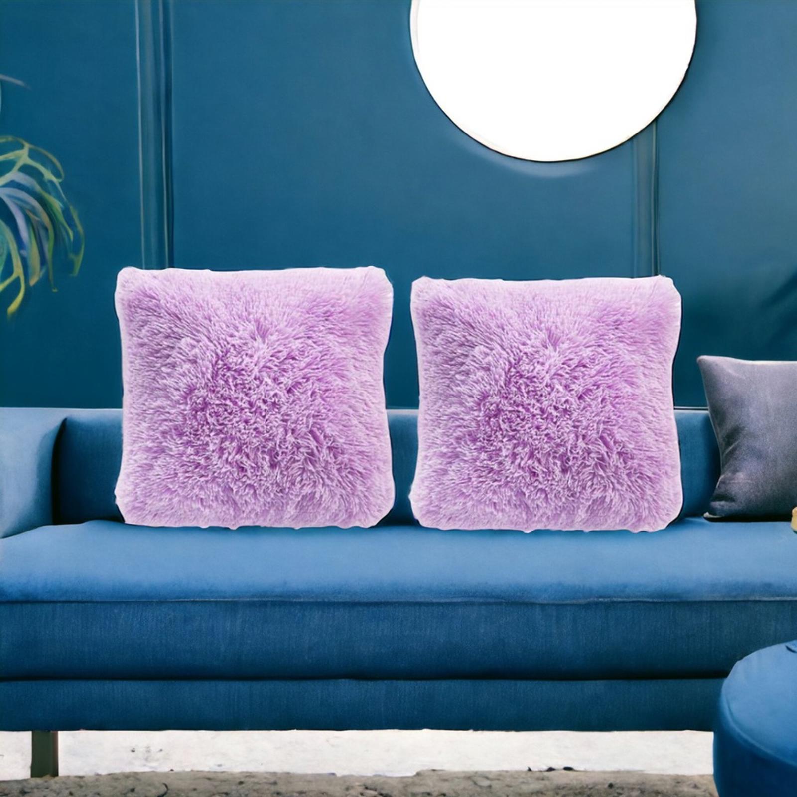 Whim by Martha Stewart TWO Faux-Fur 18' Square Decorative Pillow Purple NWT $100