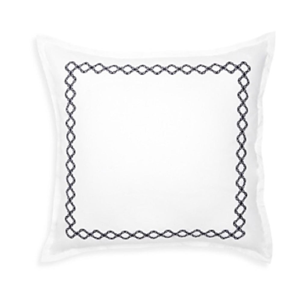 2 SKY Embroidered Percale Euro Shams (1Pair) in White/Navy, NEW $145