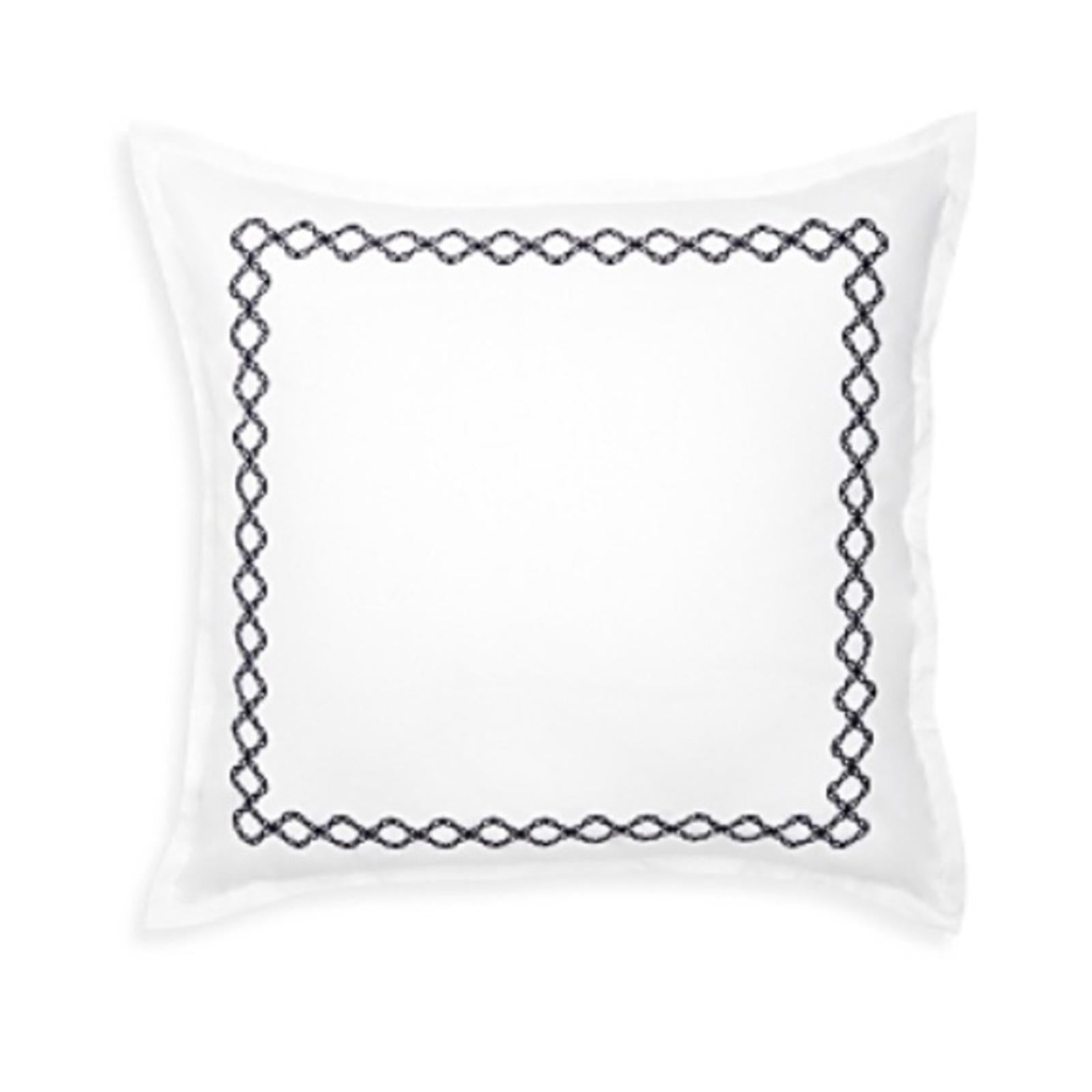 2 SKY Embroidered Percale Euro Shams (1Pair) in White/Navy, NEW $145