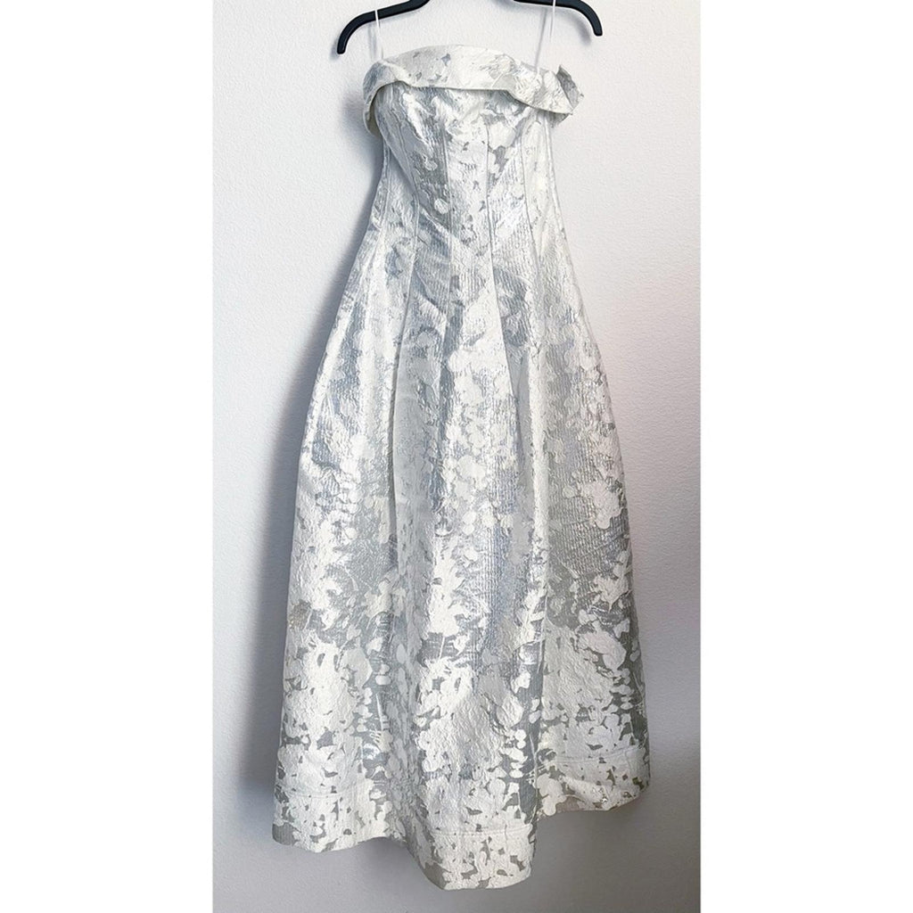 Simkhai Octavia Strapless Metallic Brocade Gown, NWT, Size 0 (Fits Size 2)