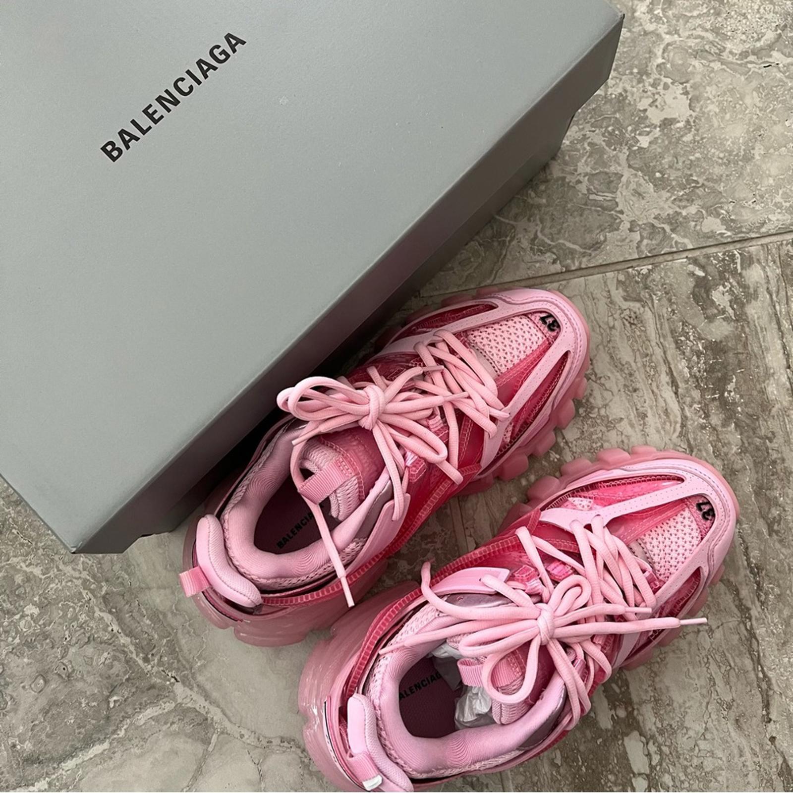 Balenciaga Track Clearsole Logo-Detailed Sneakers in Pink, Size 37 New +Dust Bag