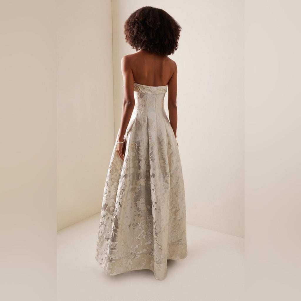 Simkhai Octavia Strapless Metallic Brocade Gown, NWT, Size 0 (Fits Size 2)