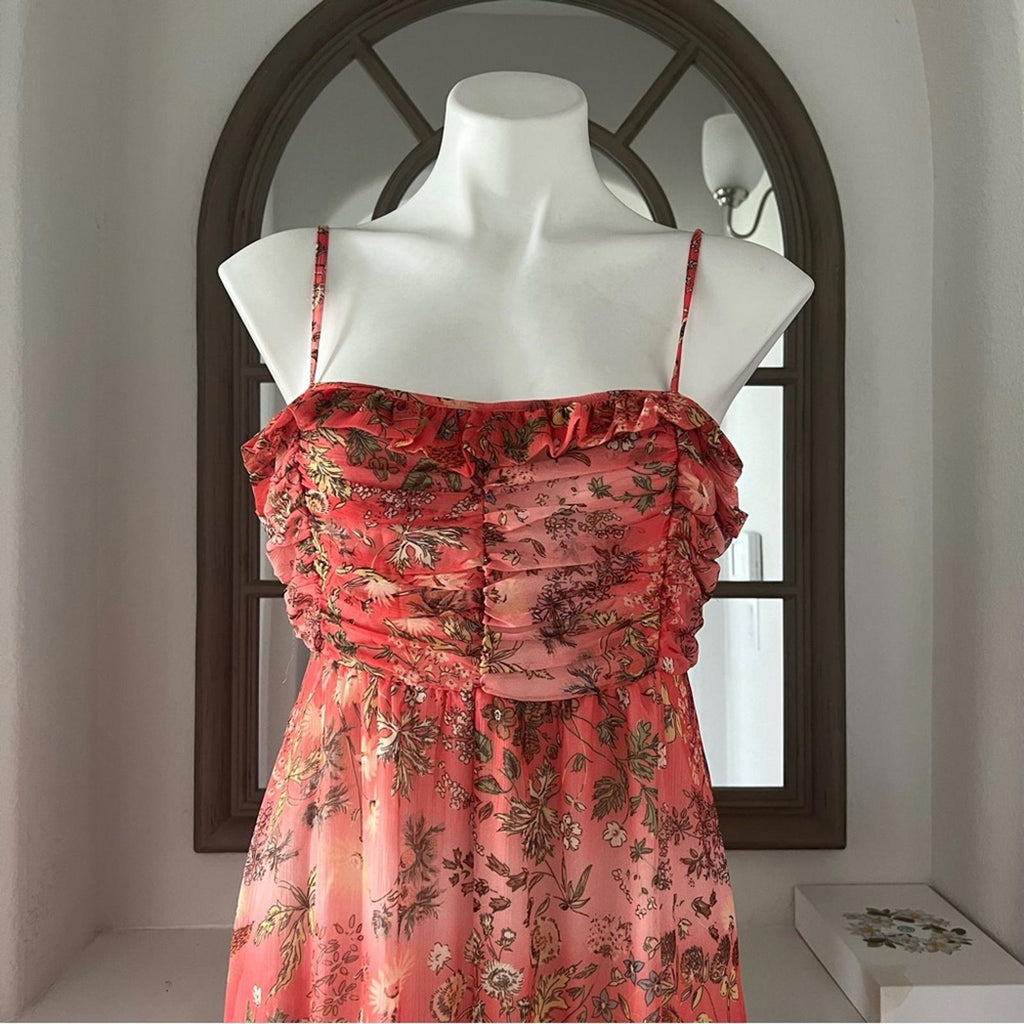 byTiMo Chiffon Sleeveless Ruffle Maxi Dress, Bright Field Size M New w/Tag $436