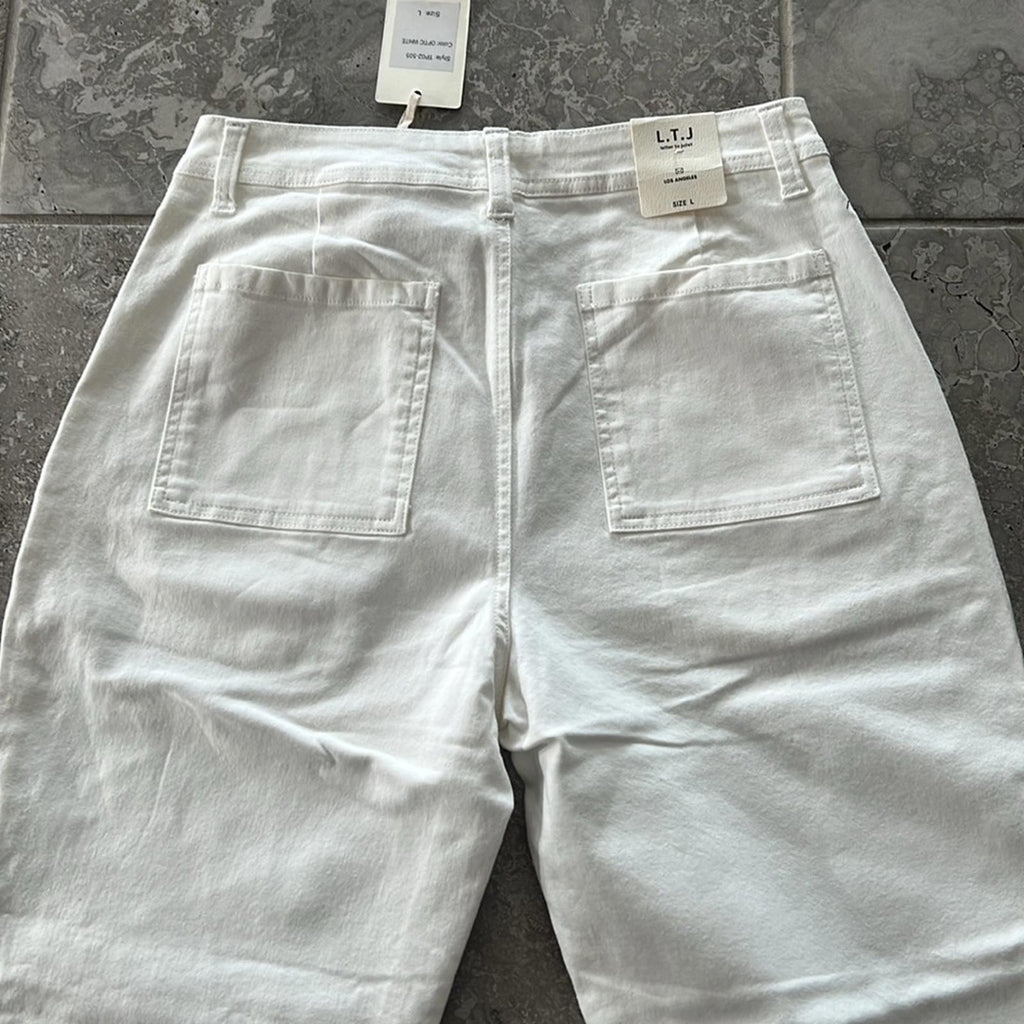 L.T.J Letter to Juliet Zip Pocket Ankle Jeans in Optic White, Size L New w/Tag