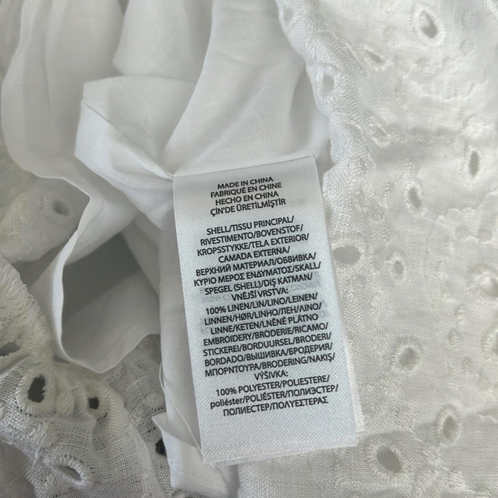 Polo Ralph Lauren Linen Ruffled Eyelet Midi Dress, White Size 4 New w/Tag $398