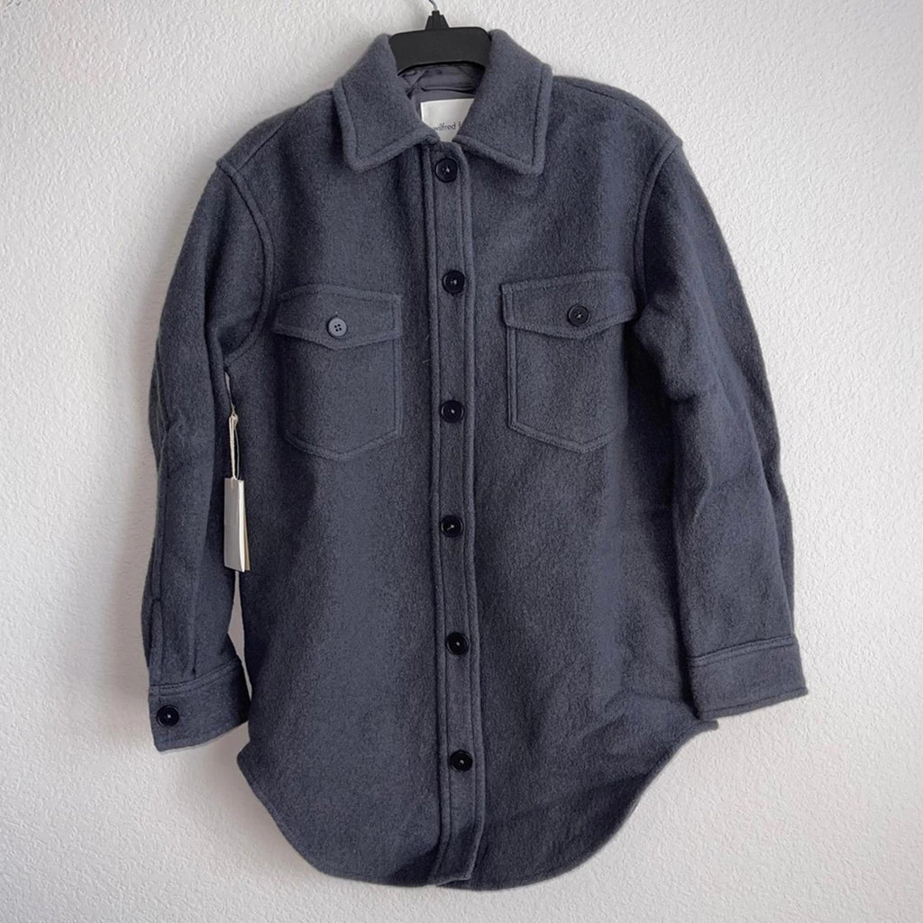 Wilfred Free The Ganna Shirt Jacket Merino-Wool Shacket in Charcoal, XS NWT $198