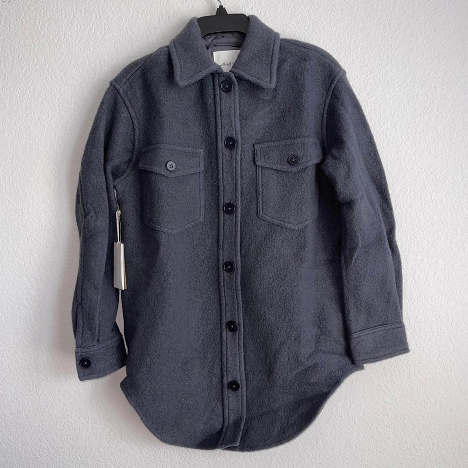 Wilfred Free The Ganna Shirt Jacket Merino-Wool Shacket in Charcoal, XS NWT $198