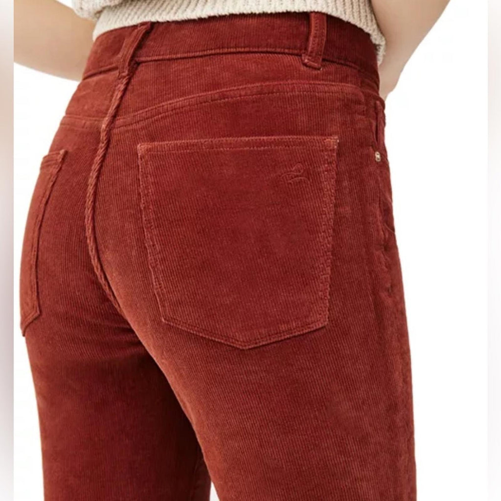 DL1961 Bridget High Rise Ankle Bootcut Corduroy Jeans in Paprika, NWT, Size 23