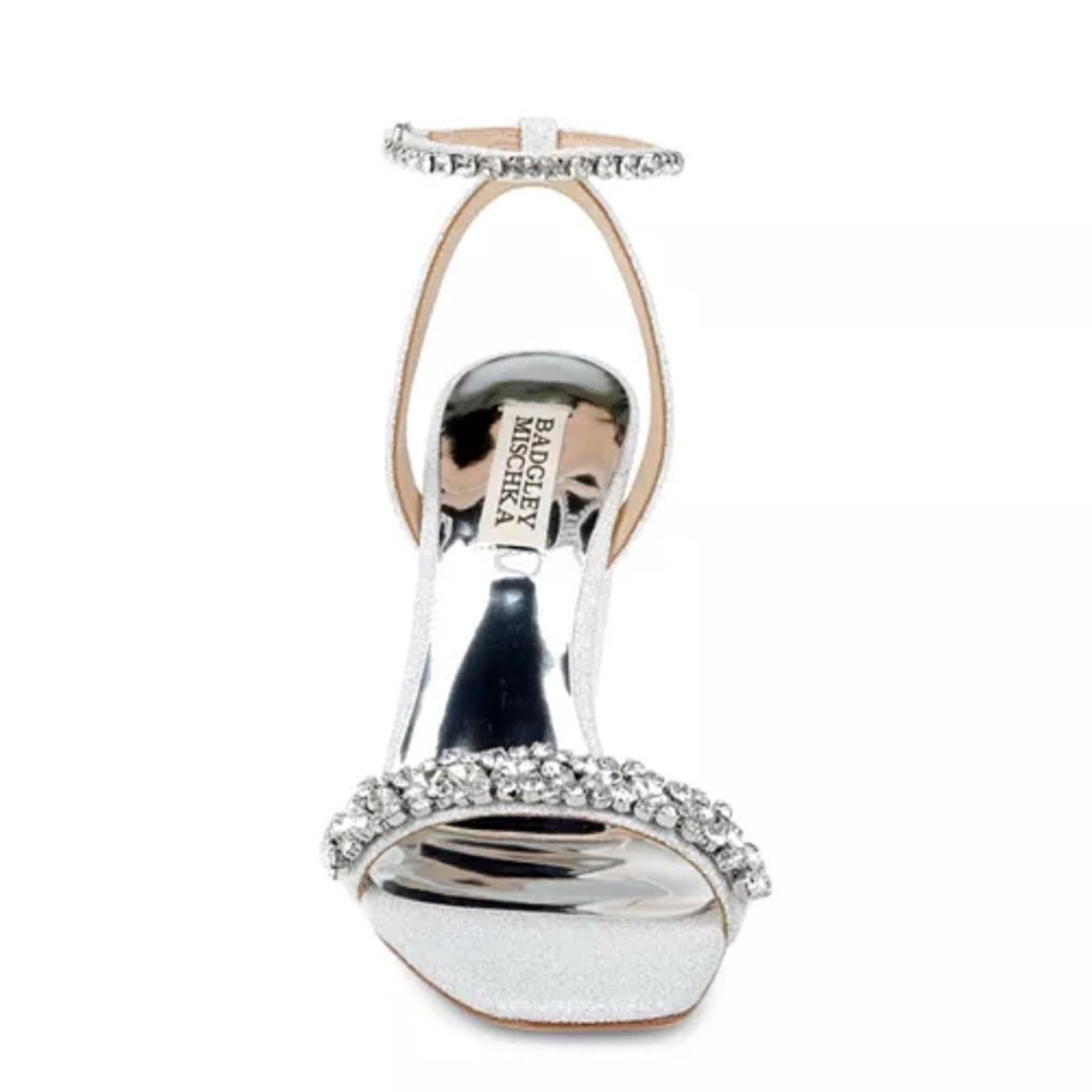 Badgley Mischka Tasmine Embellished Block Heel Sandals, Size 5.5 New in Box $245