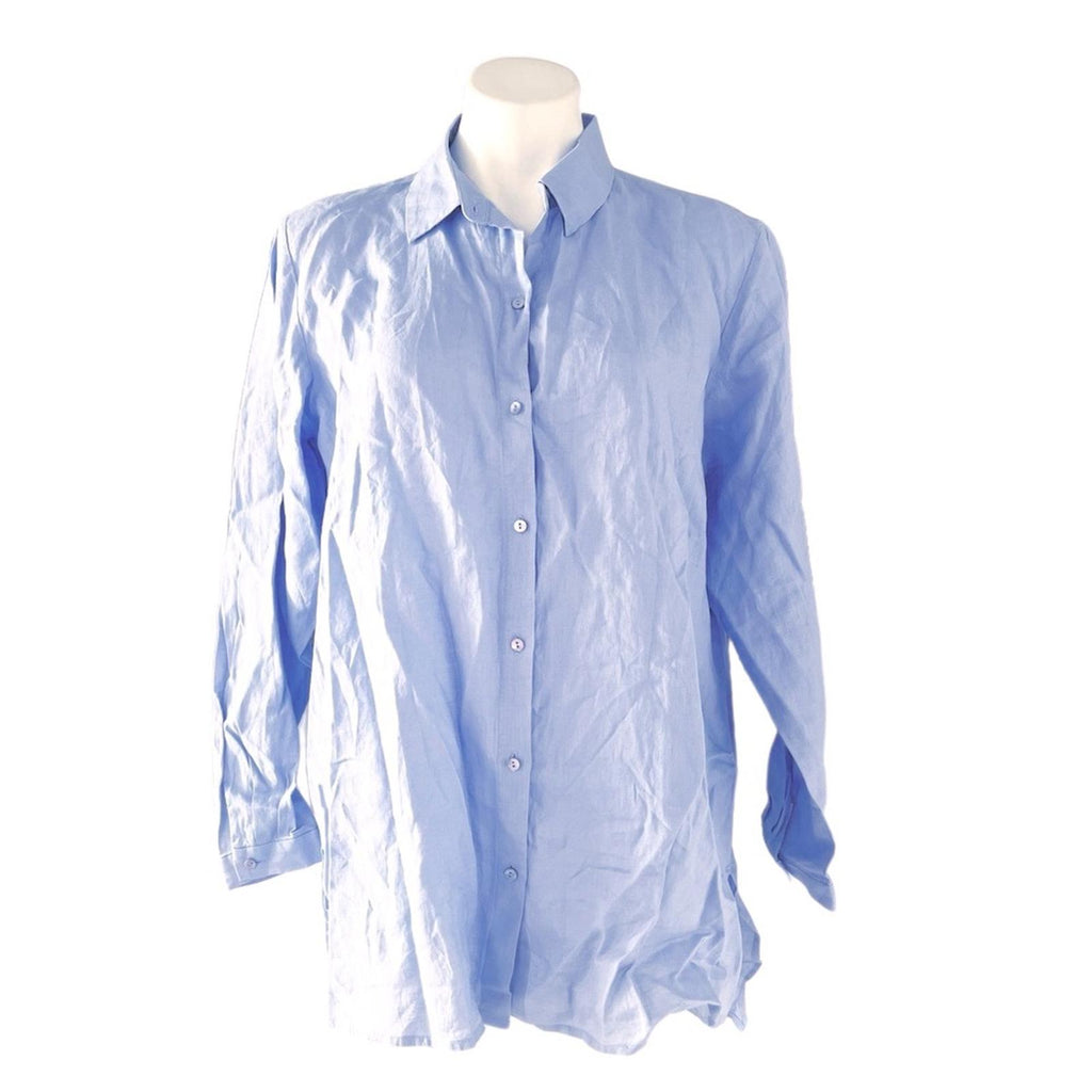 Eileen Fisher Handkerchief Linen Classic Collar Shirt, Size L New w/Tag SOLD OUT