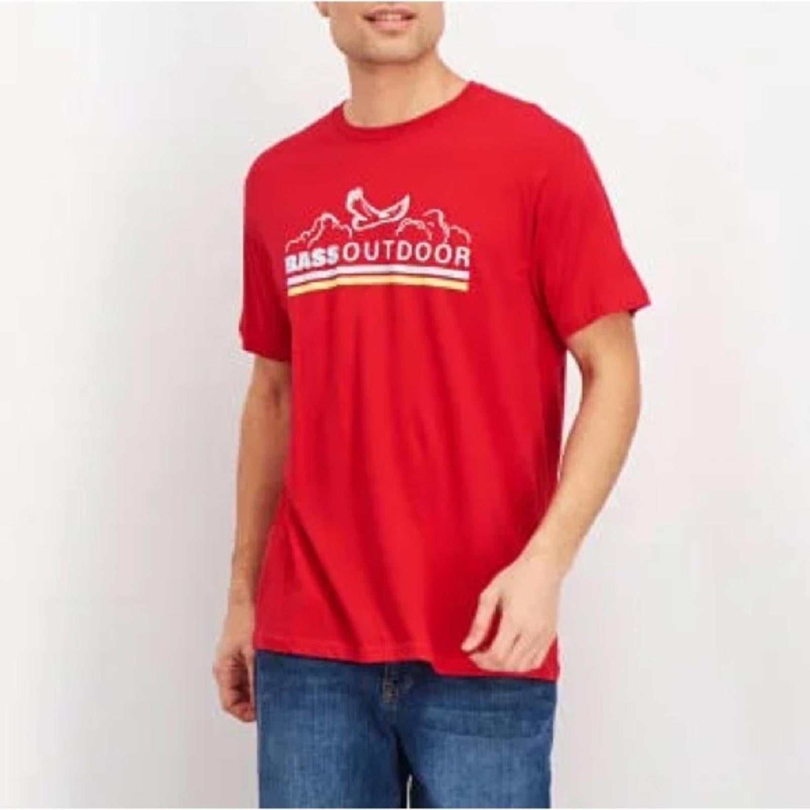 Bass Outdoor Men’s Cotton Logo Graphic T-Shirt in Mountain Red, NEW, Size L