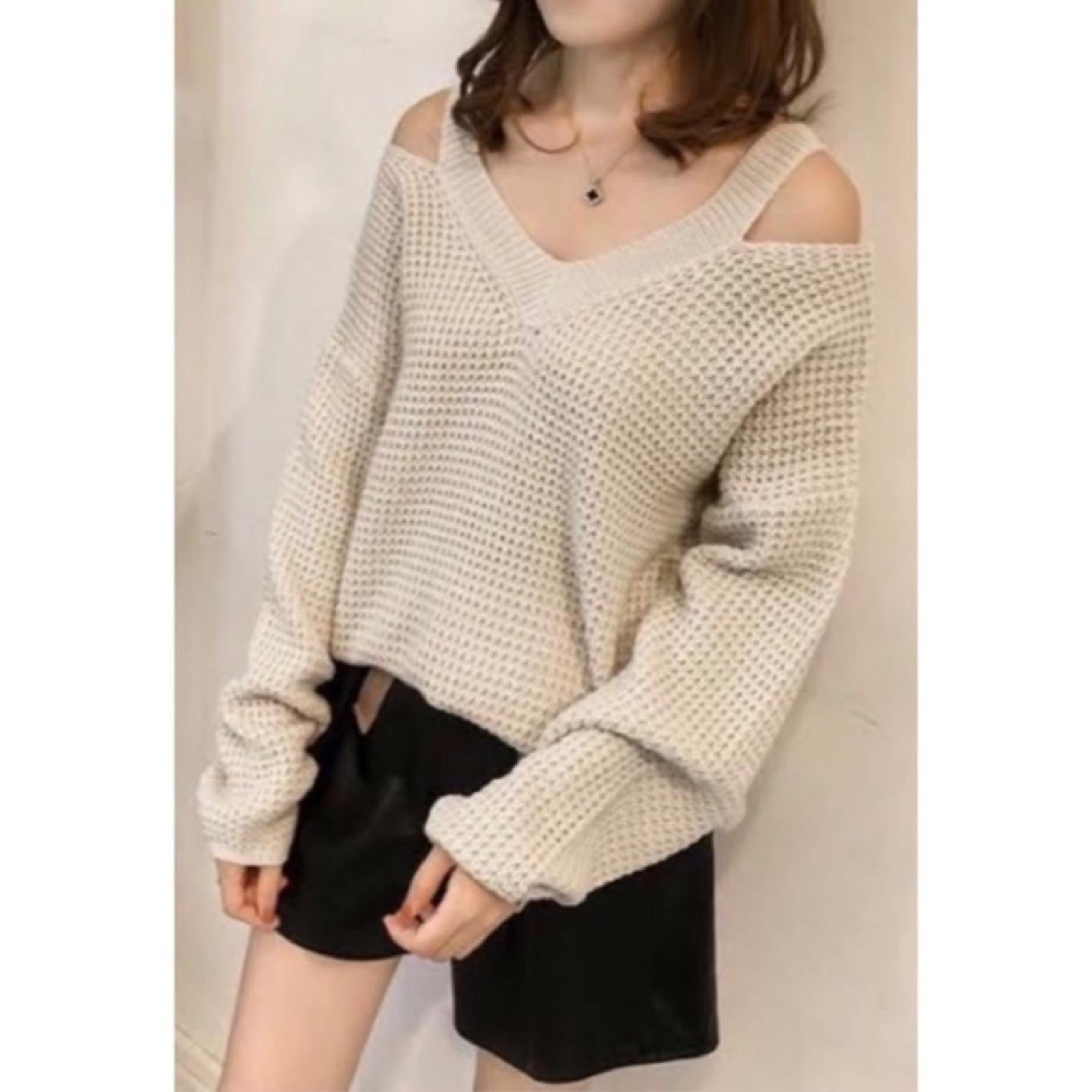 Michael Kors Waffle Knit Sweater, Knit Cut-Out Pullover Size L
