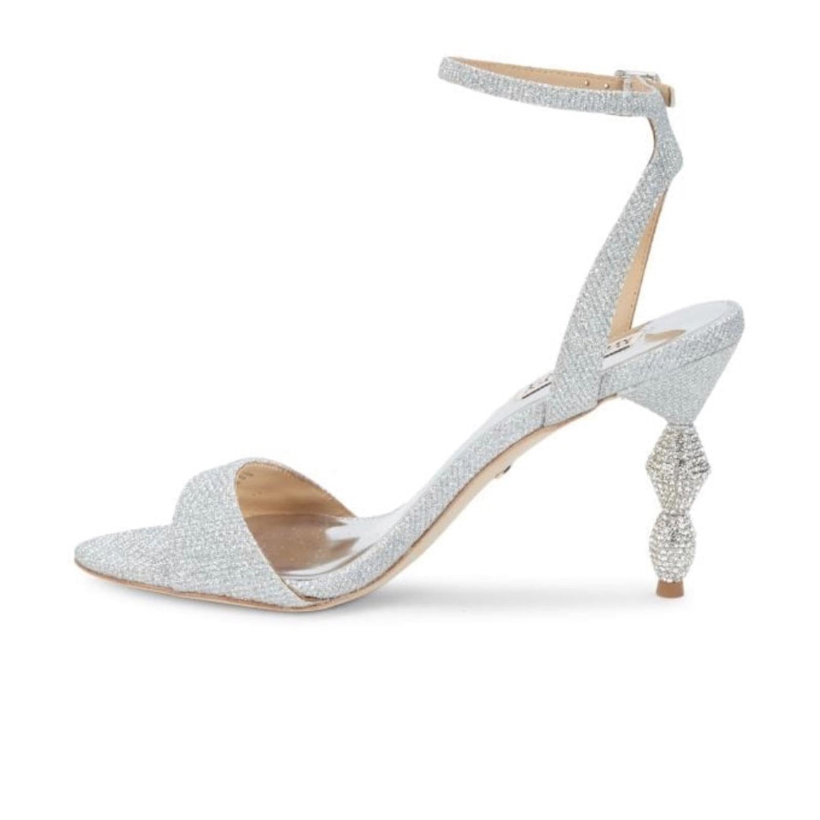 Badgley Mischka Evamarie Crystal Sandal Pumps, Size 6.5M New in Box Retail $215