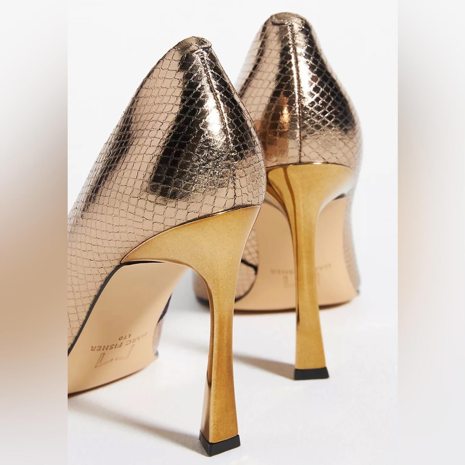 Marc Fisher LTD Sassie Metallic Stiletto Pumps, Gold, Size 7.5M Retail $150