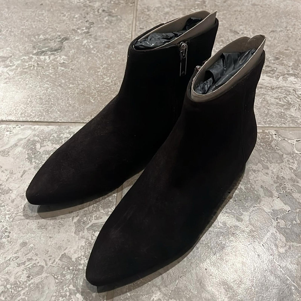 Aquatalia Prisilla Brown Dress Suede Booties, Size 7.5 New in Box +DustBag