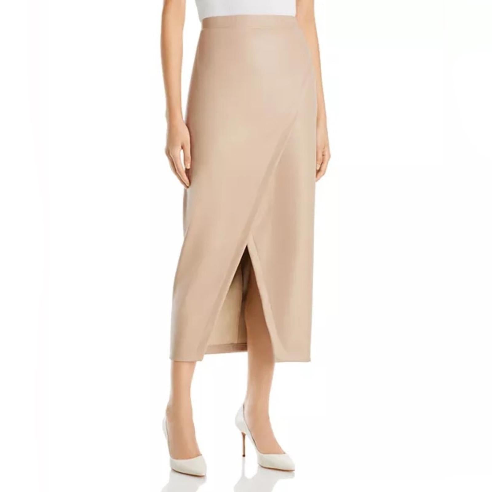 Enza Costa Faux Leather Faux Wrap Midi Skirt, NWT, Size 0 $295
