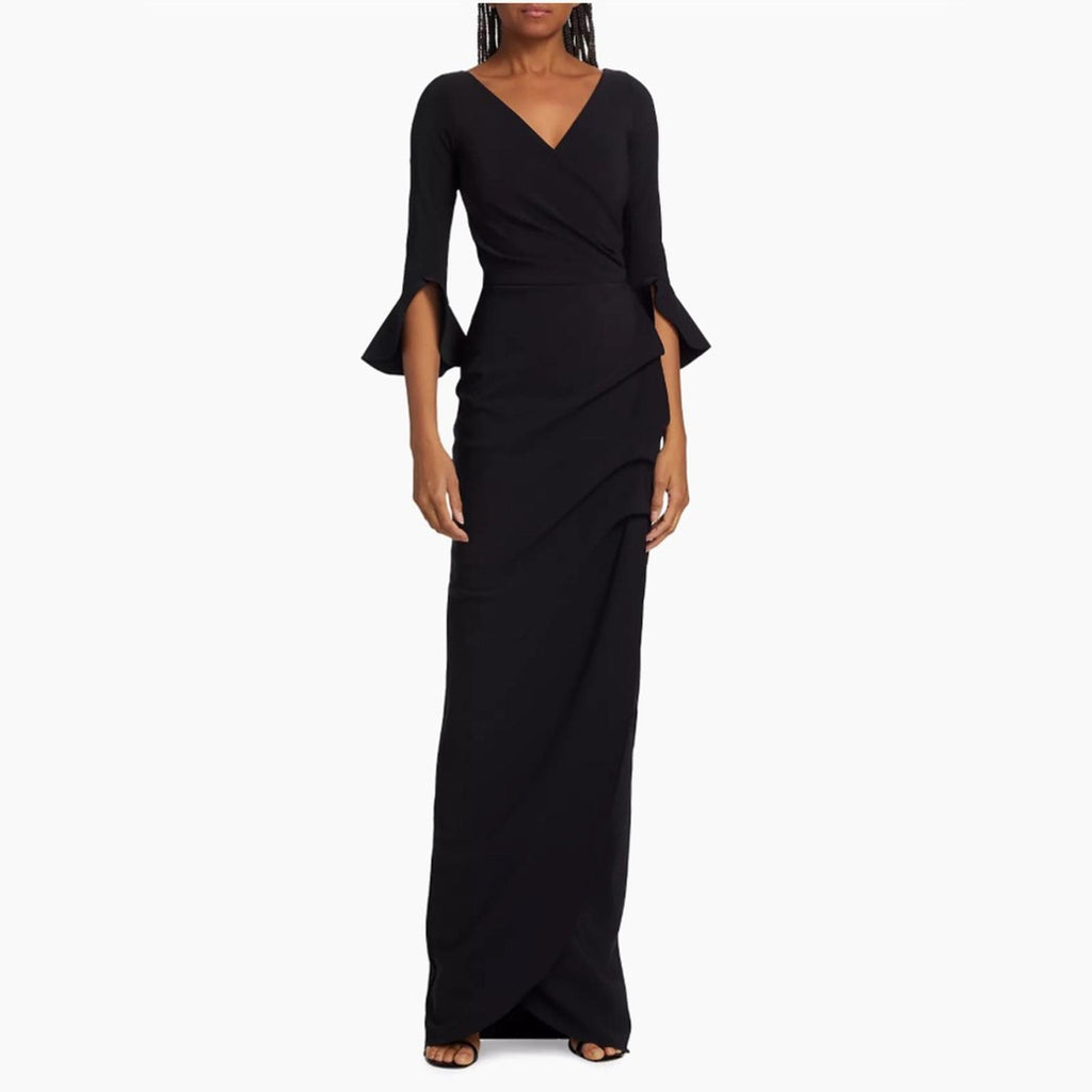 NWT Chiara Boni La Petite Robe Zalfa Column Gown in Black Size 16 MADE IN ITALY