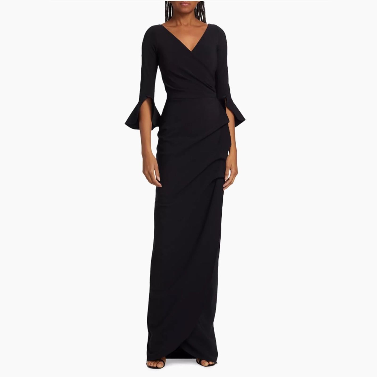 NWT Chiara Boni La Petite Robe Zalfa Column Gown in Black Size 16 MADE IN ITALY