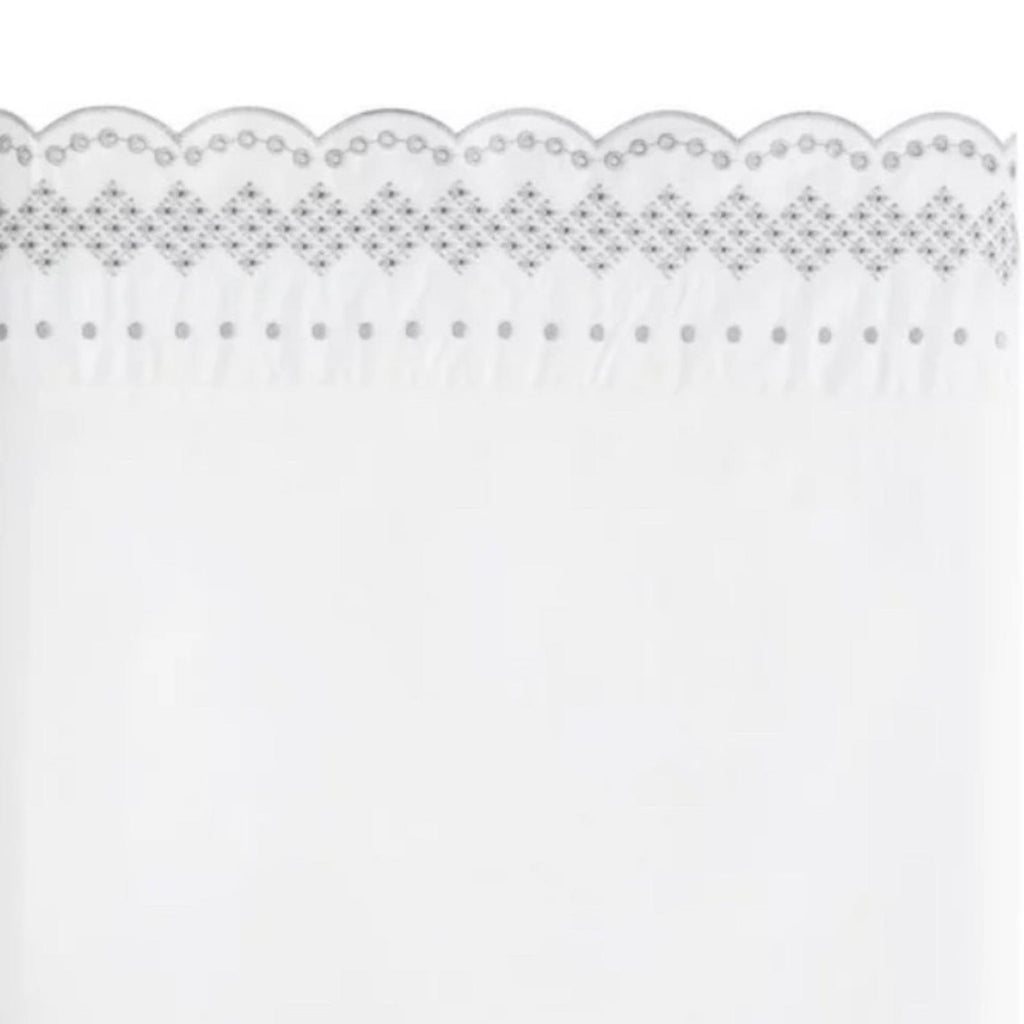 SKY Scalloped Grey Embroidered Flat Sheet Full, New w/Tag