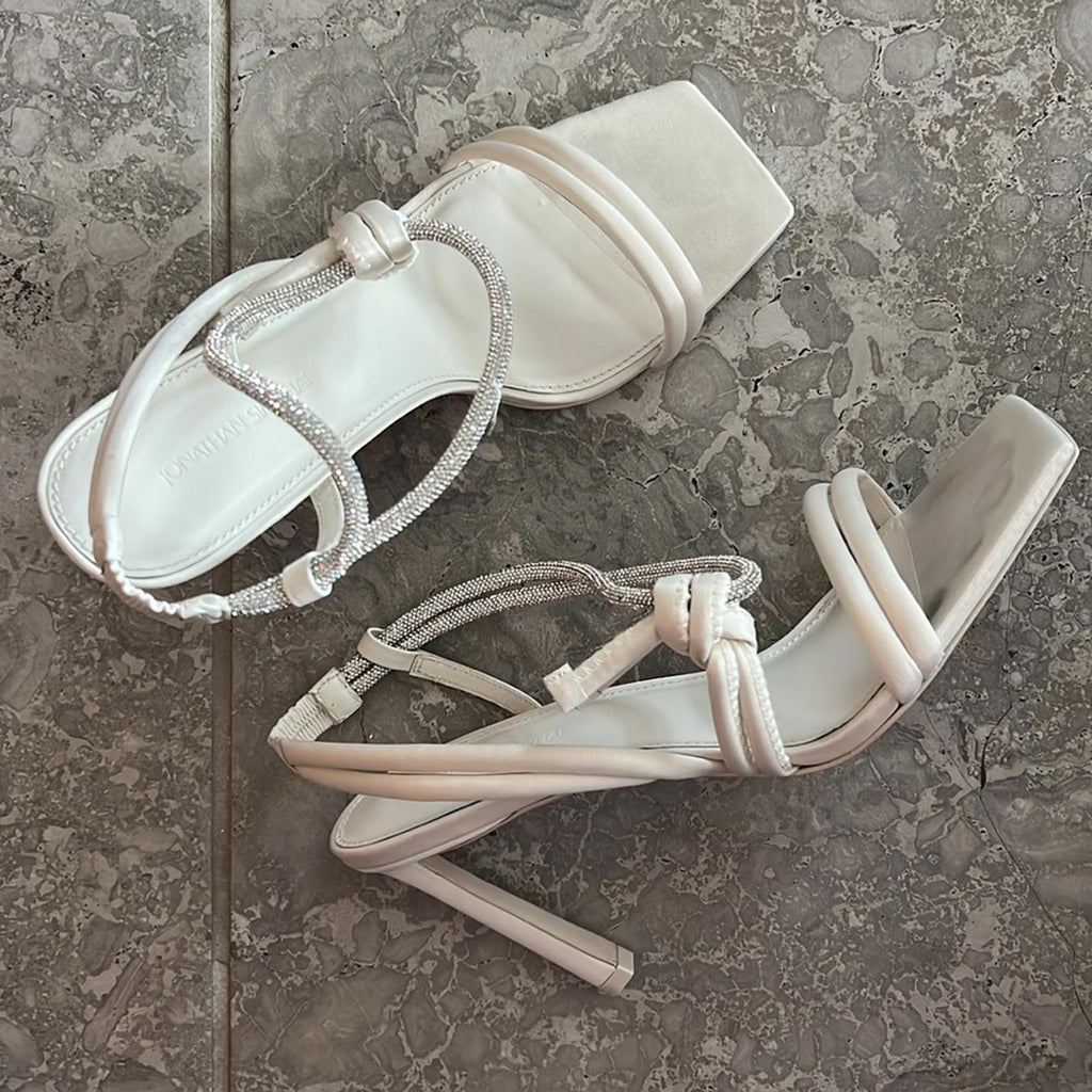 Jonathan Simkhai Revolve Cassie Crystal Strappy Sandal in Ivory, Size EU 41 $595