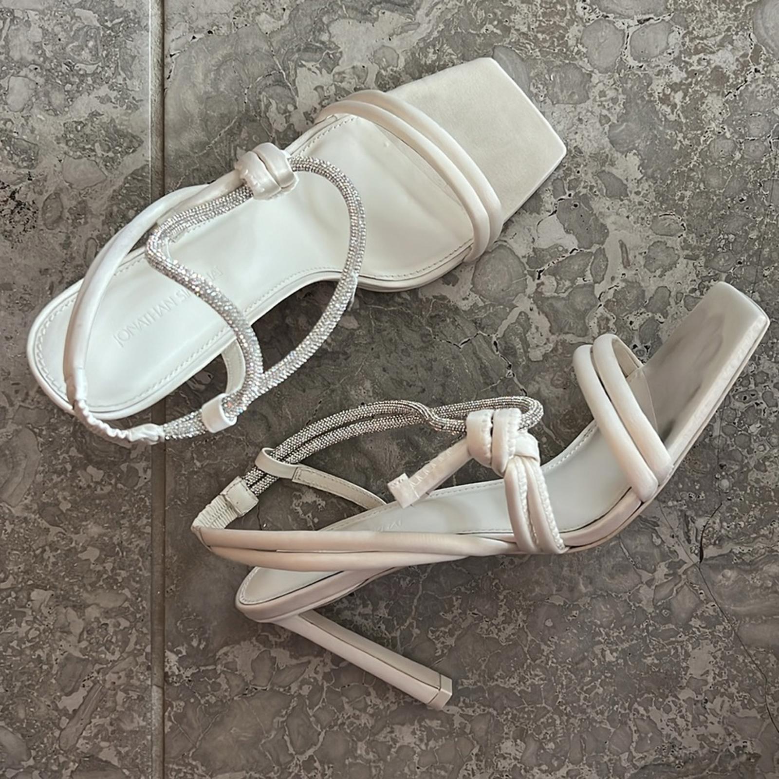 Jonathan Simkhai Revolve Cassie Crystal Strappy Sandal in Ivory, Size EU 41 $595