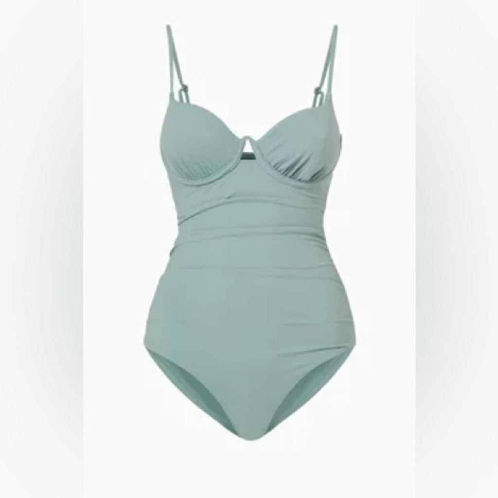 Jonathan Simkhai Laine Draped Satin Underwire One-Piece Swimsuit Size S NEW wTag