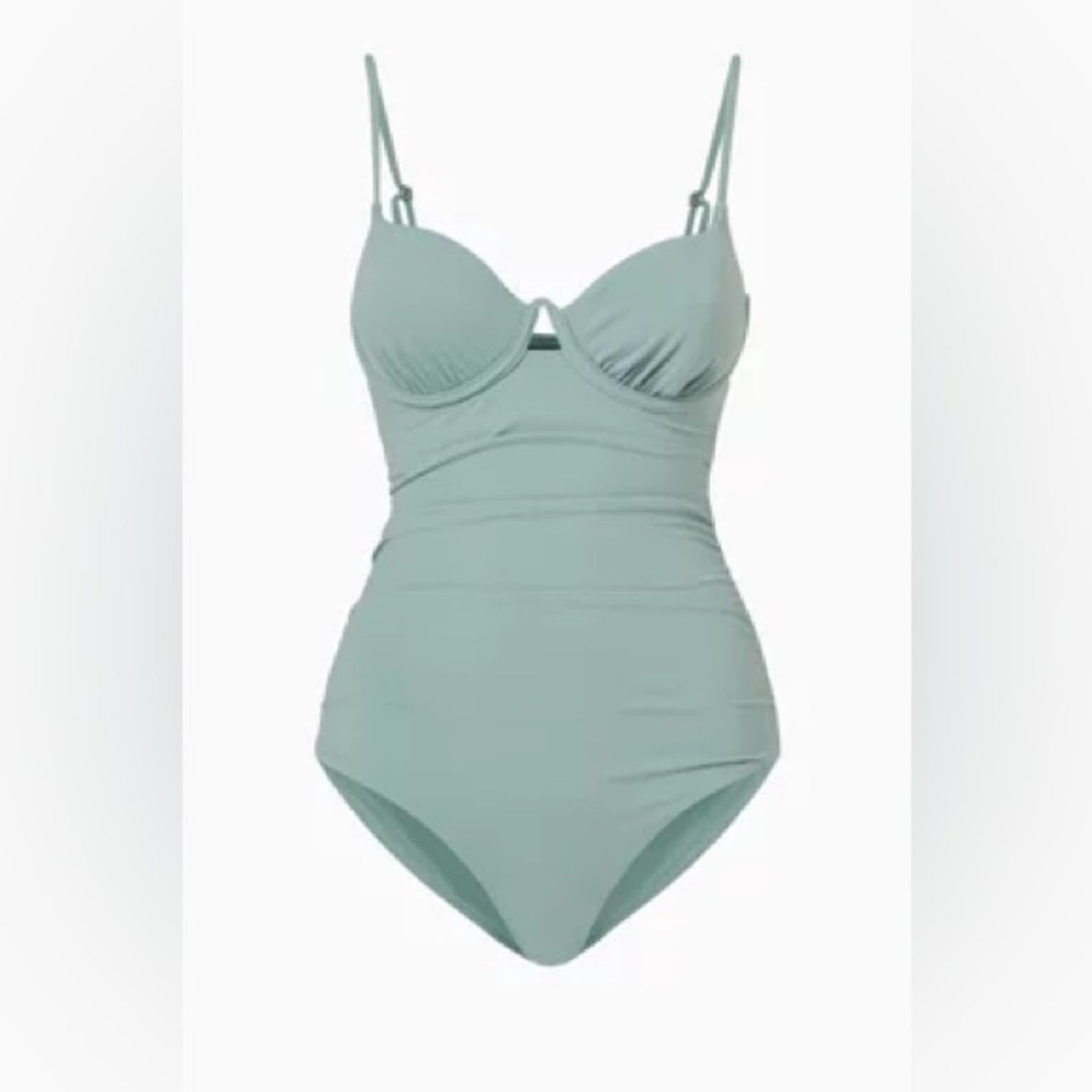 Jonathan Simkhai Laine Draped Satin Underwire One-Piece Swimsuit Size S NEW wTag