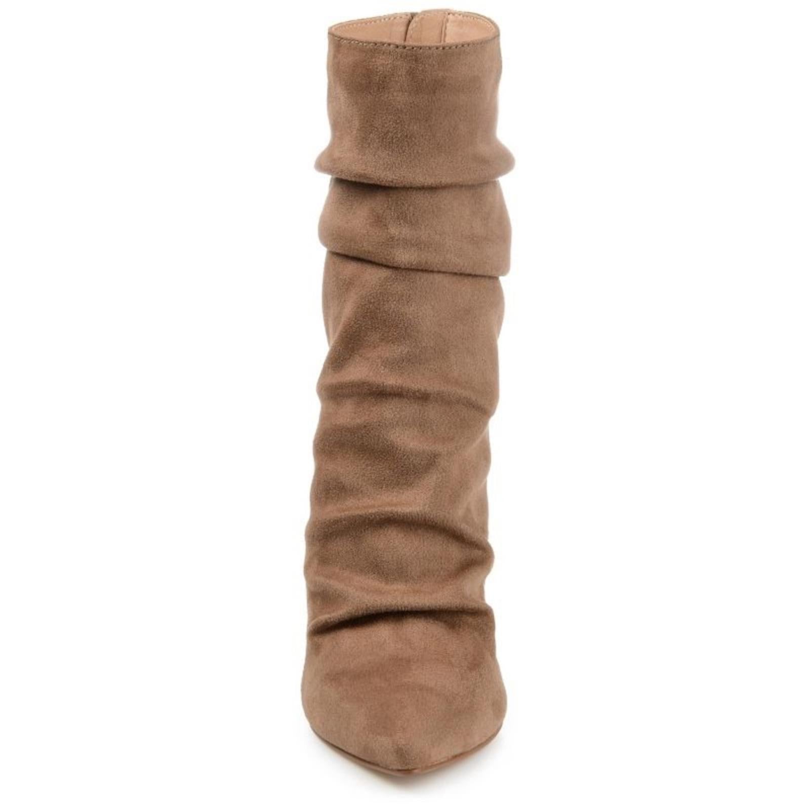 Journee Collection Markie Back Heel Zip Stiletto Booties in Tan, Size 9.5 NEW