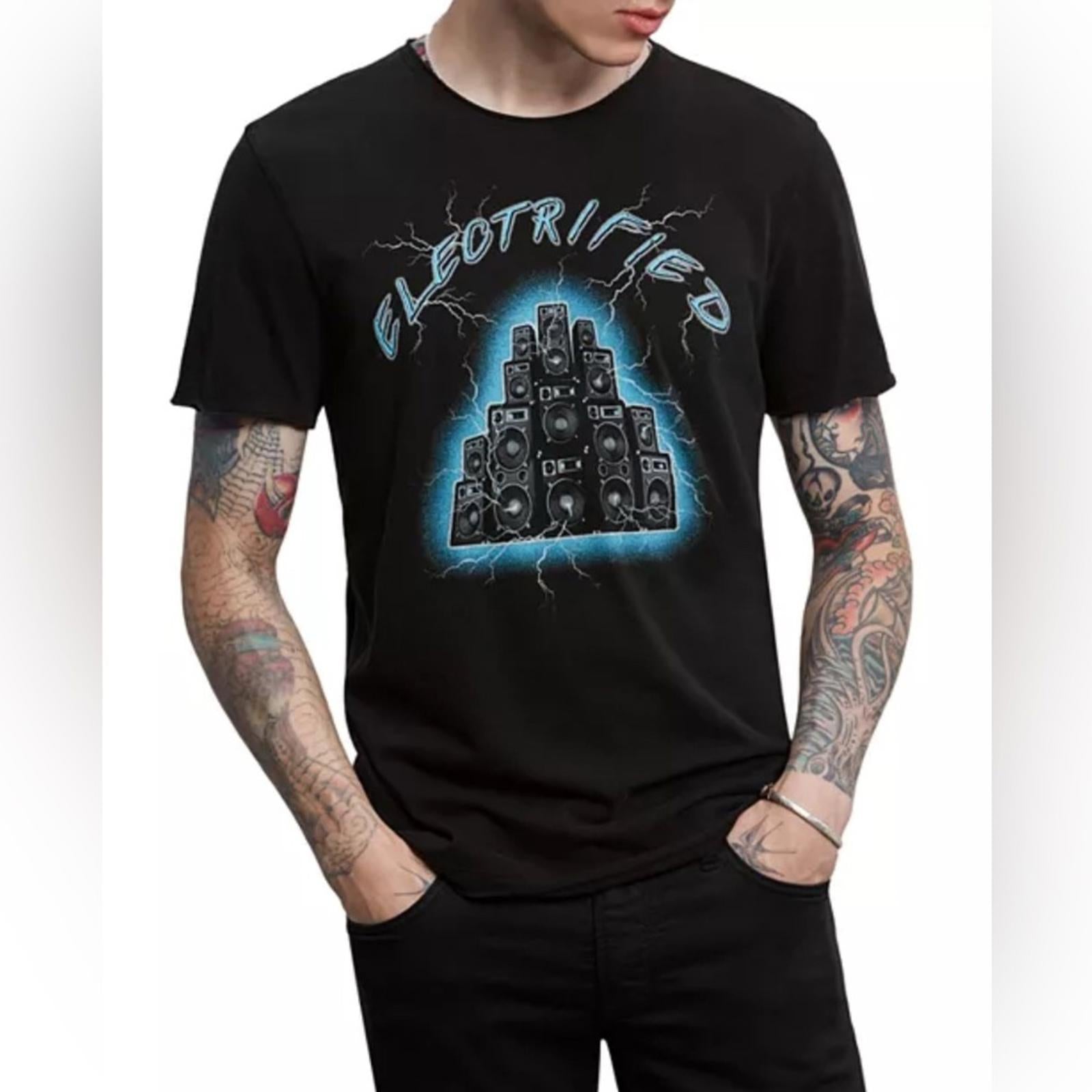 John Varvatos Electrified Vintage Crew Neck Tee in Black, Size XL New w/Tag