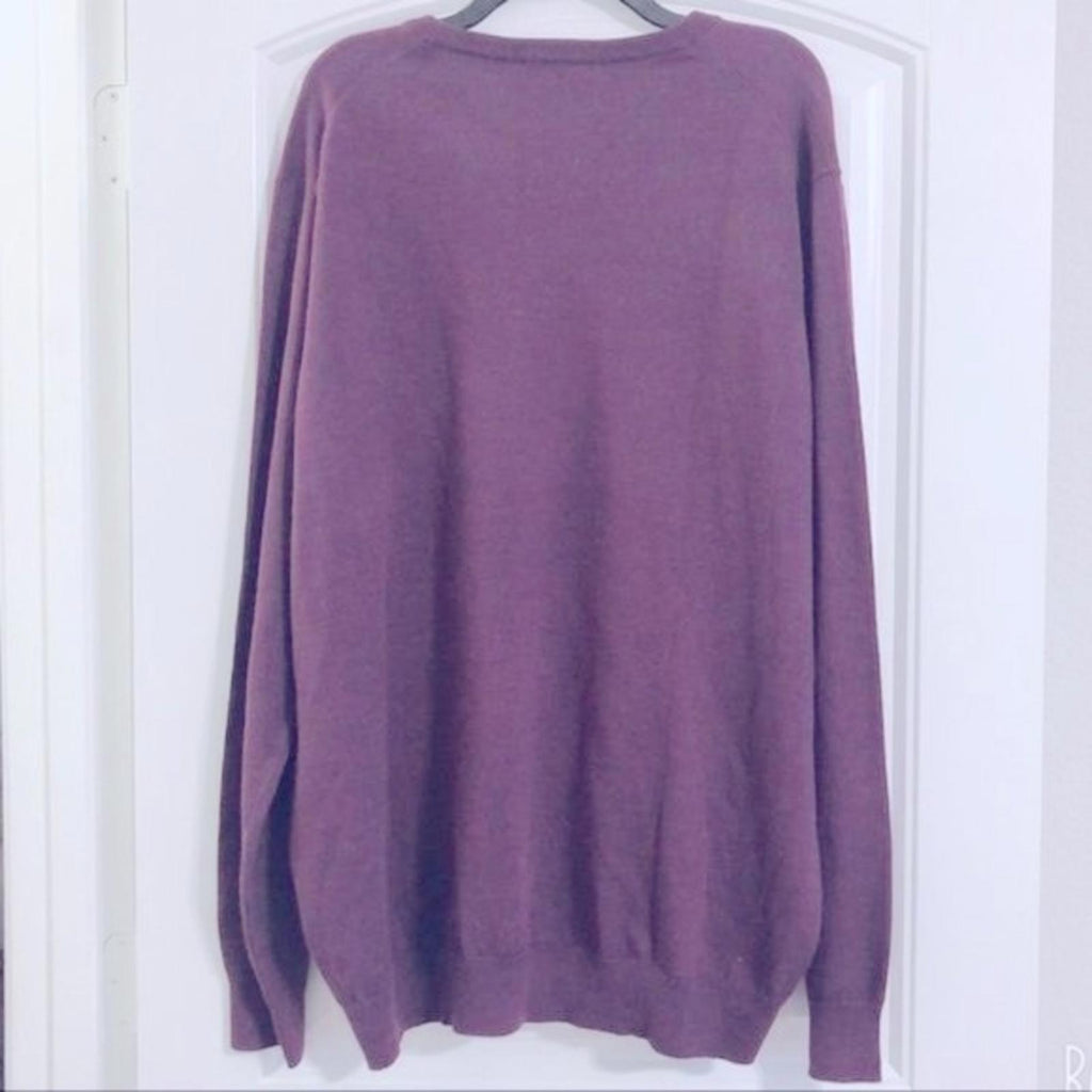 Thomas Dean Merino Wool-Blend Sweater in Purple, V-Neck Size XXL New w/Tag