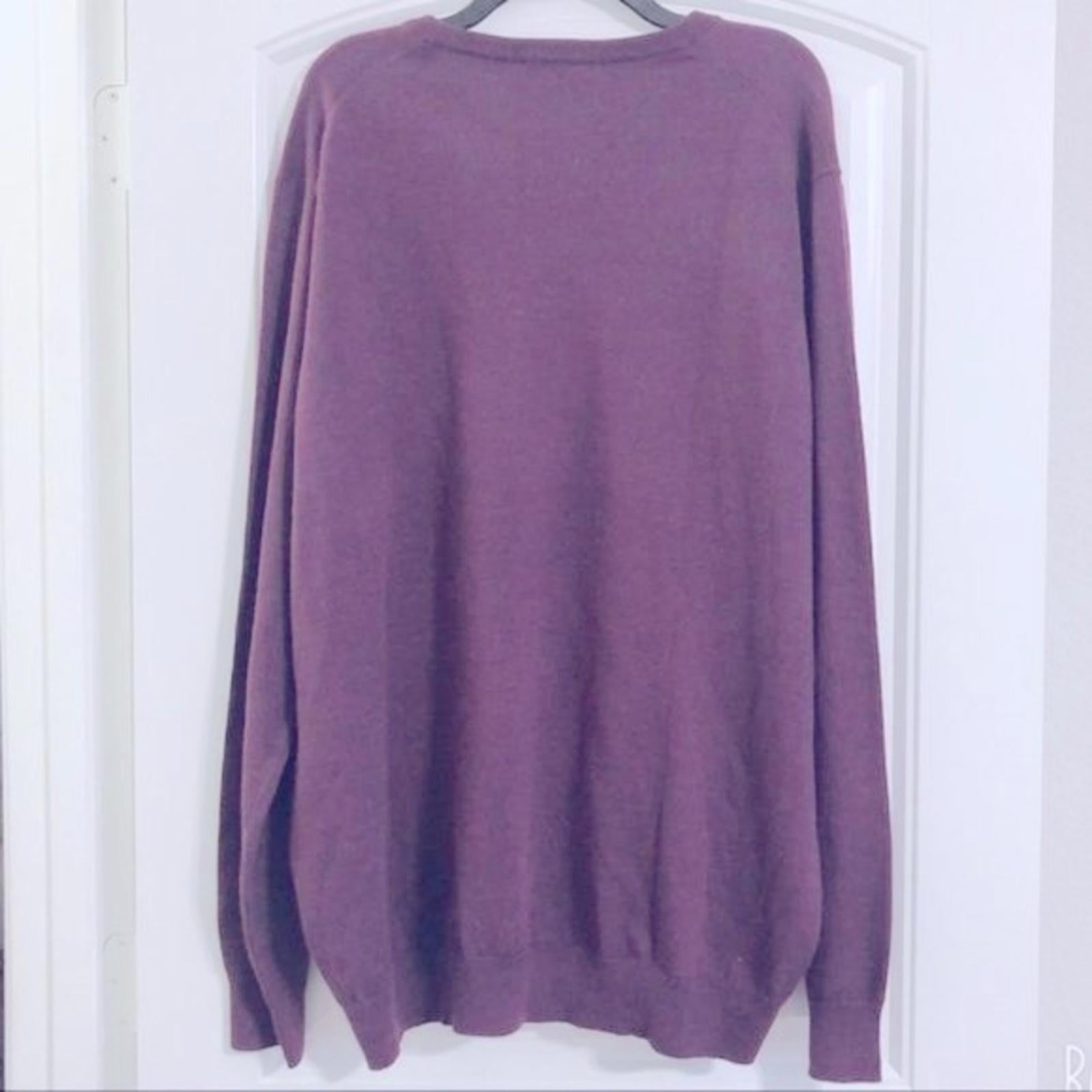 Thomas Dean Merino Wool-Blend Sweater in Purple, V-Neck Size XXL New w/Tag