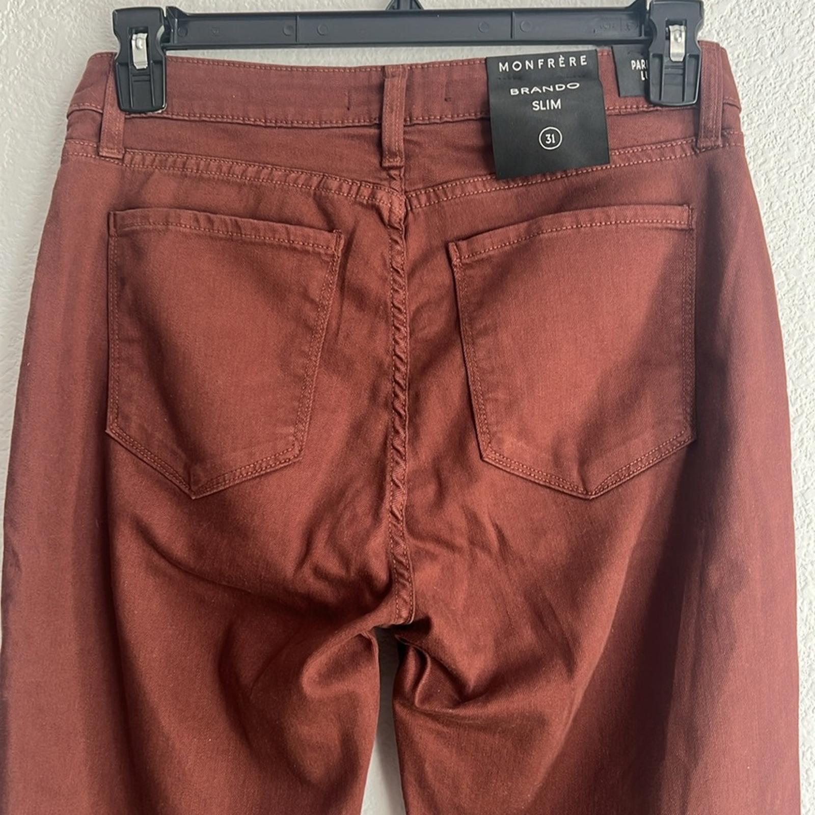 Monfrère Brando High Rise Slim Fit Jeans in Brown, NWT, Size 31