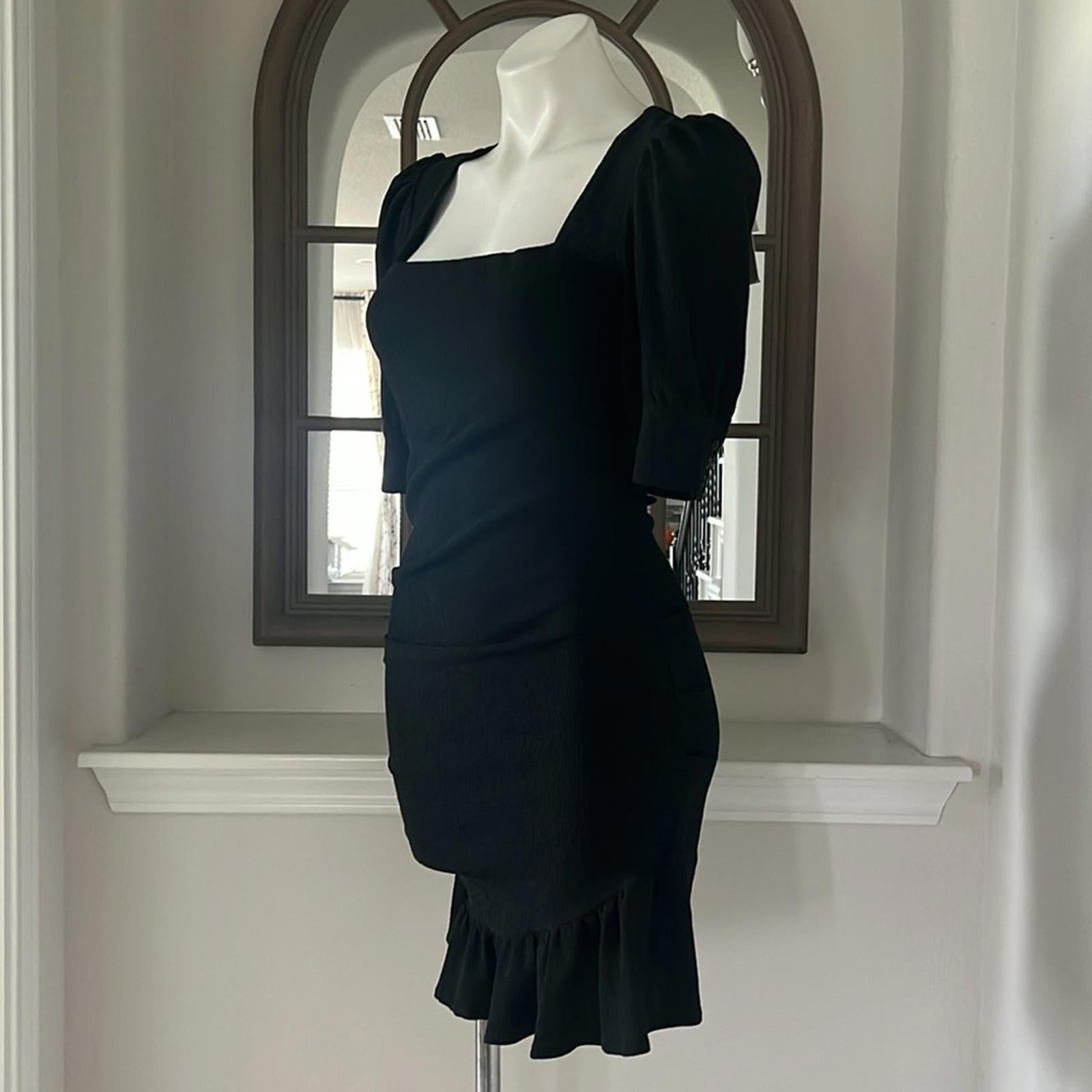 ba&sh Woody Ruffle Mini Dress in Black, Size M New w/Tag Retail $335
