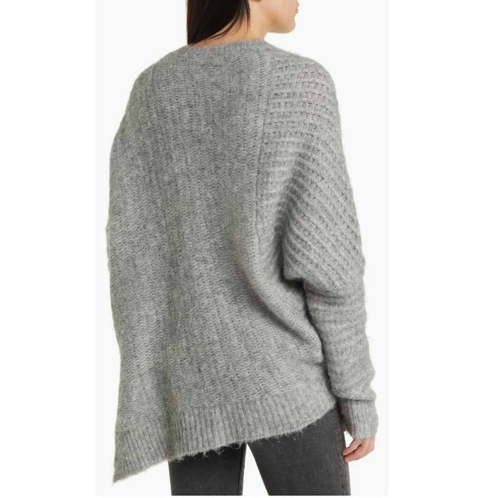 All Saints Selena Asymmetric Sweater, Alpaca Wool, Grey Melange Size S New w/Tag