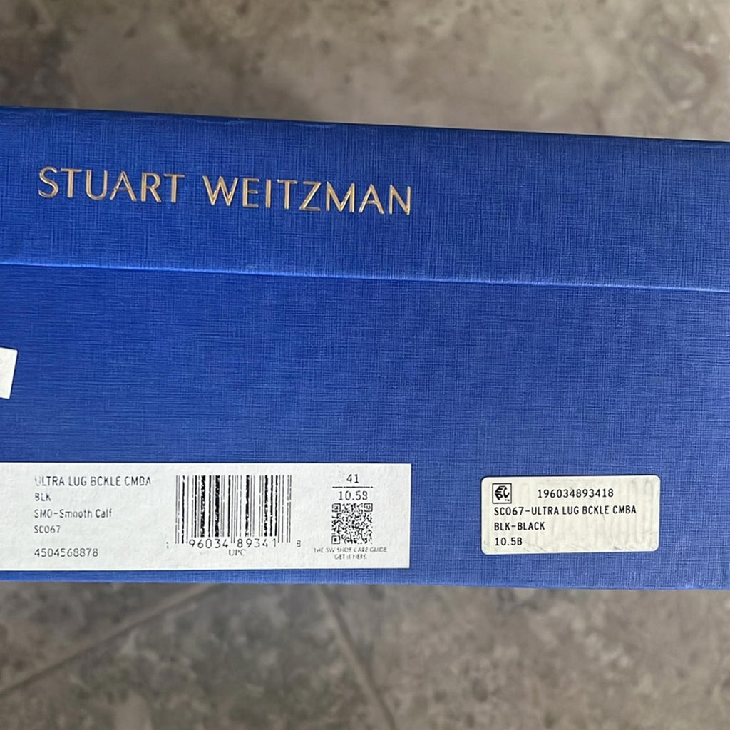 Stuart Weitzman Ultra Lug Sole Buckle Combat Boots Size 41/10.5B New Retail $695