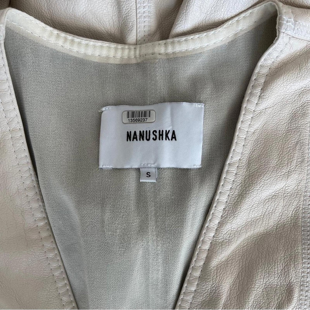 Nanushka Menphi Vegan Leather Buttoned Mini Dress, Size S, EXCELLENT Retail $495