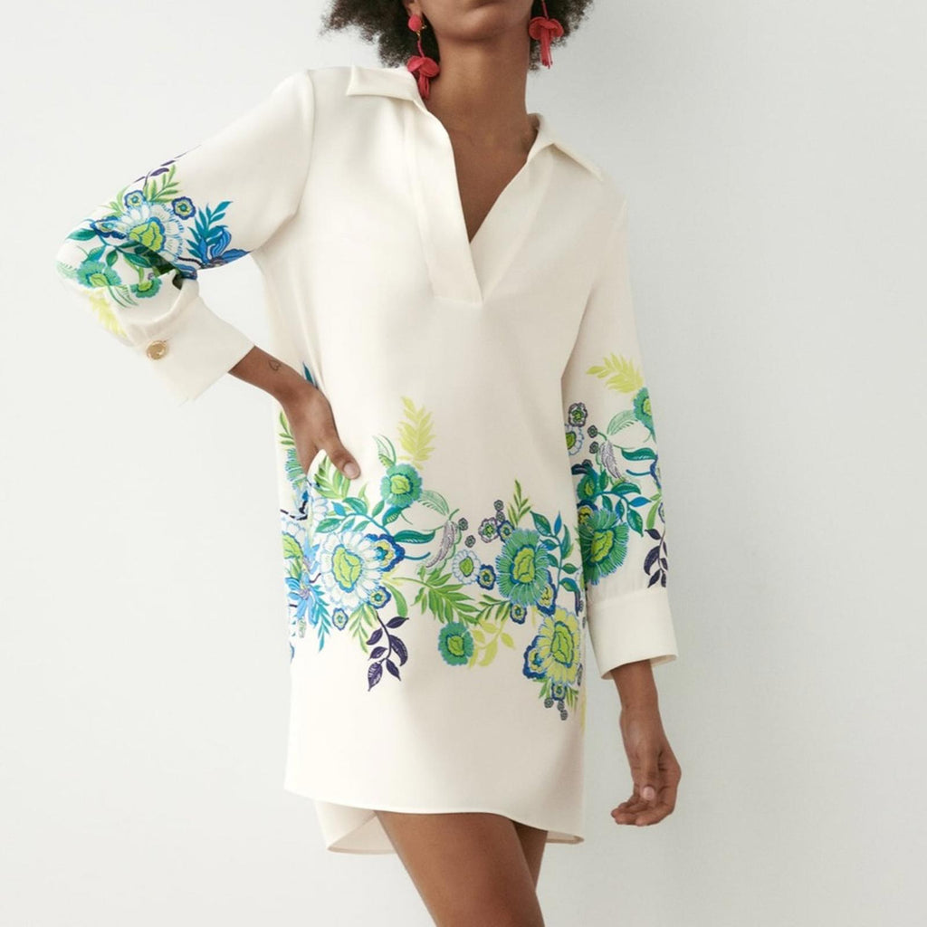 ZARA Jual Flower Print Collar Dress, Size XL New w/Tag